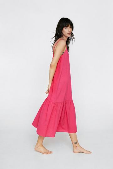 Pink Strappy Tiered Maxi Dress