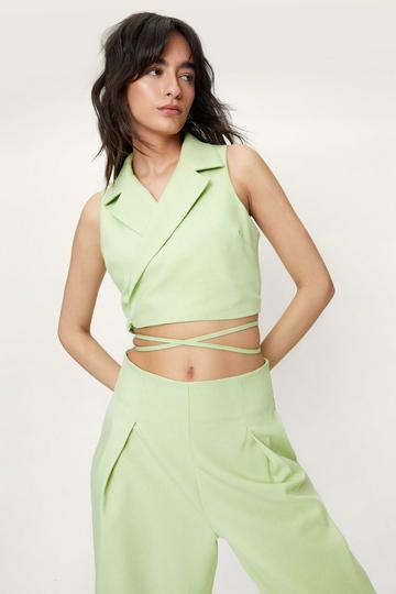 Cropped Two Piece Set Waistcoat lime