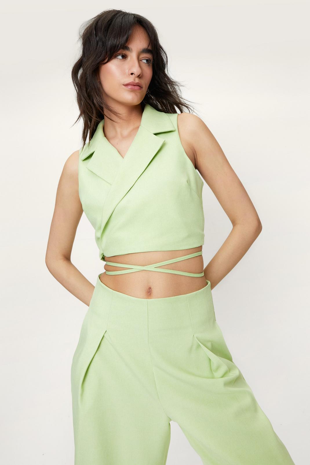 Lime Cropped Co Ord Waistcoat image number 1
