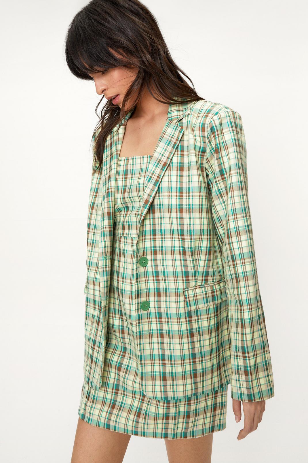 Green Check Tailored Single Breasted Blazer image number 1