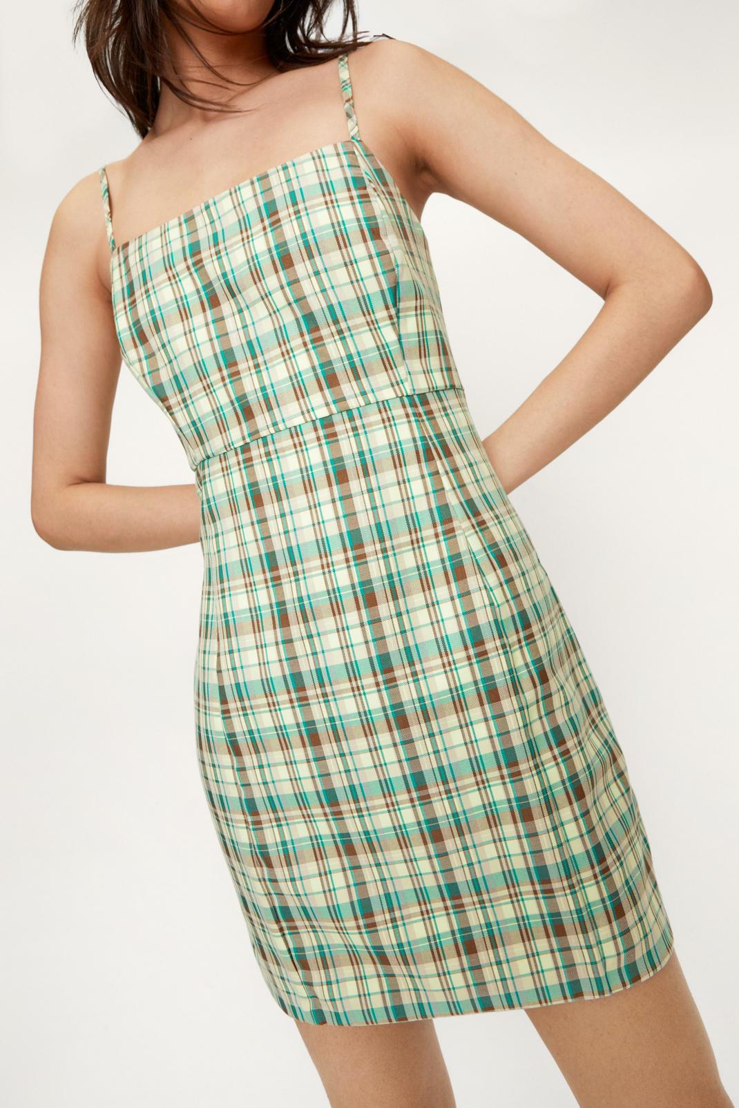 Green Plaid Two Piece Set Tailored Mini Dress image number 1