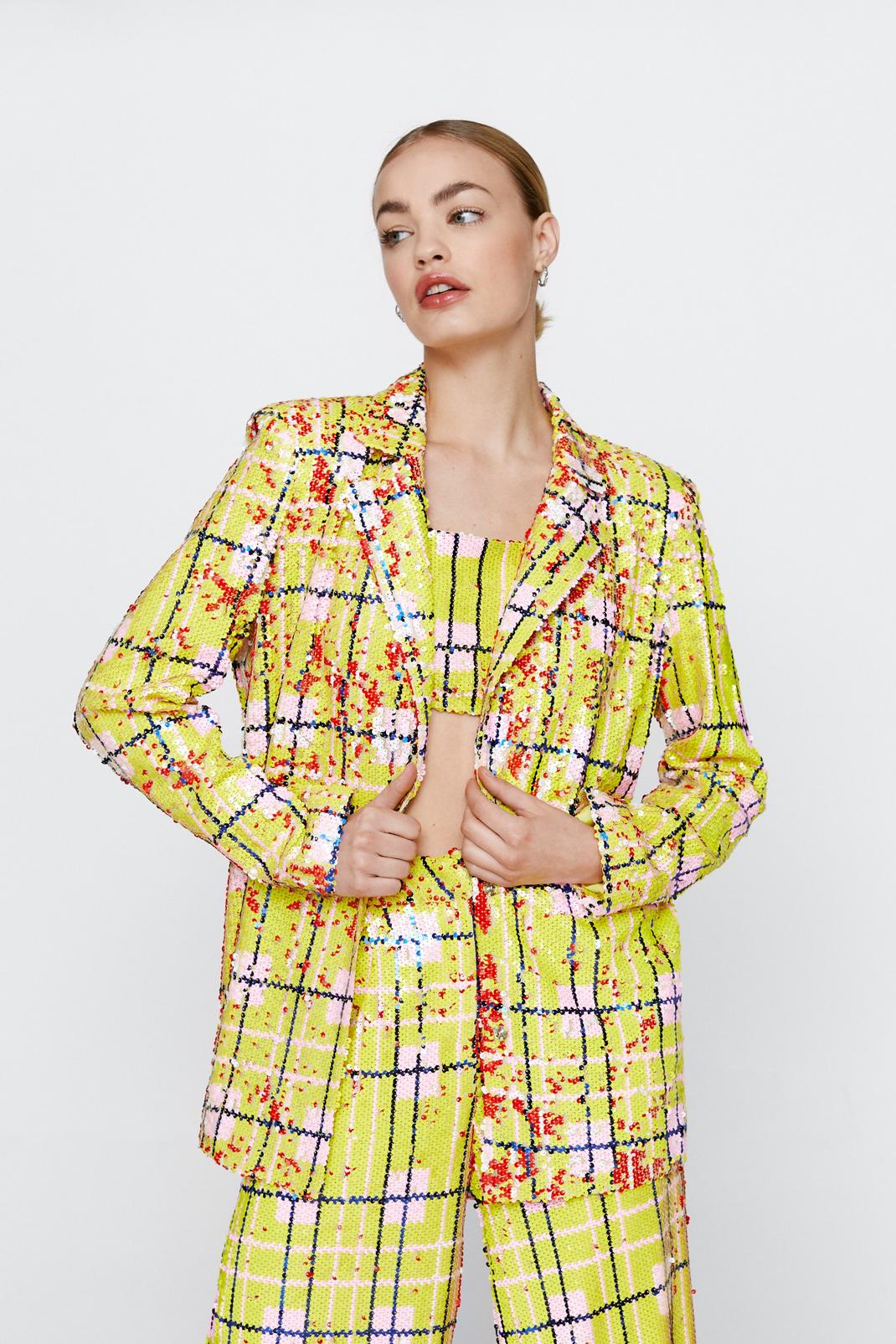 Checked Sequin Co-ord Blazer image number 1