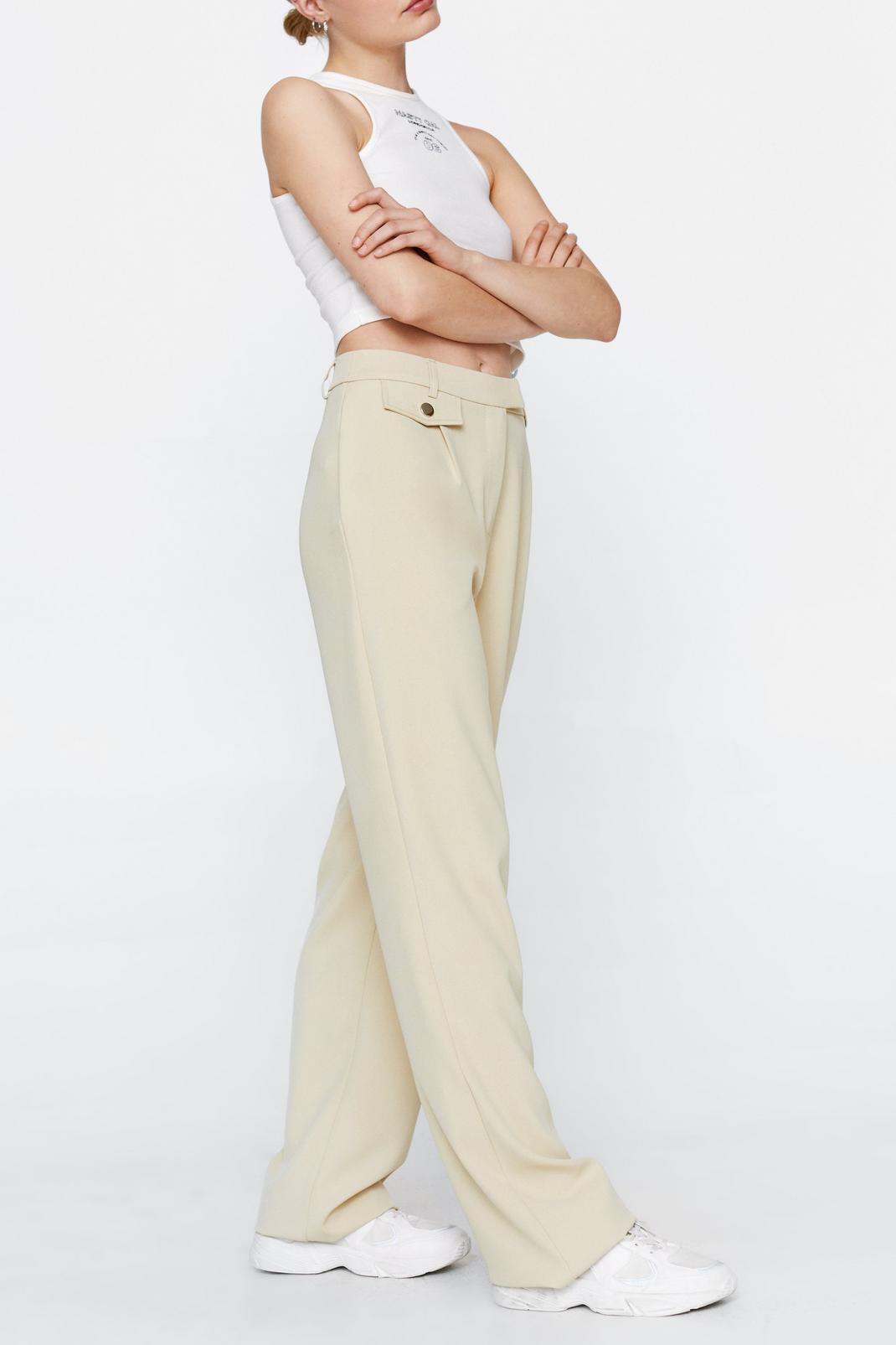 Stone Button Pocket Detail Tailored Trousers image number 1