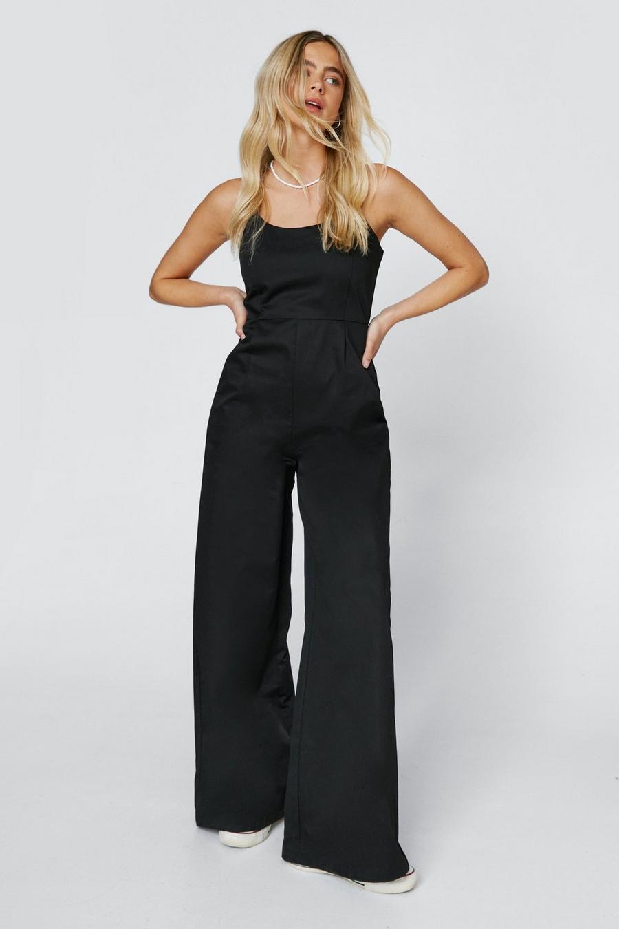 Nasty Gal Lovely Day Follow Suit Cutout Jumpsuit Black $88 NG18 