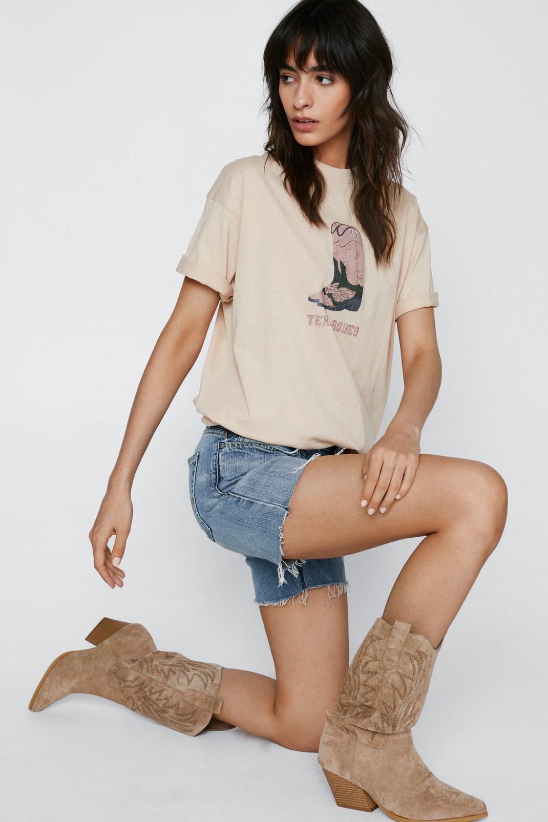Sand Texas Rodeo Graphic Oversized T-shirt image number 1