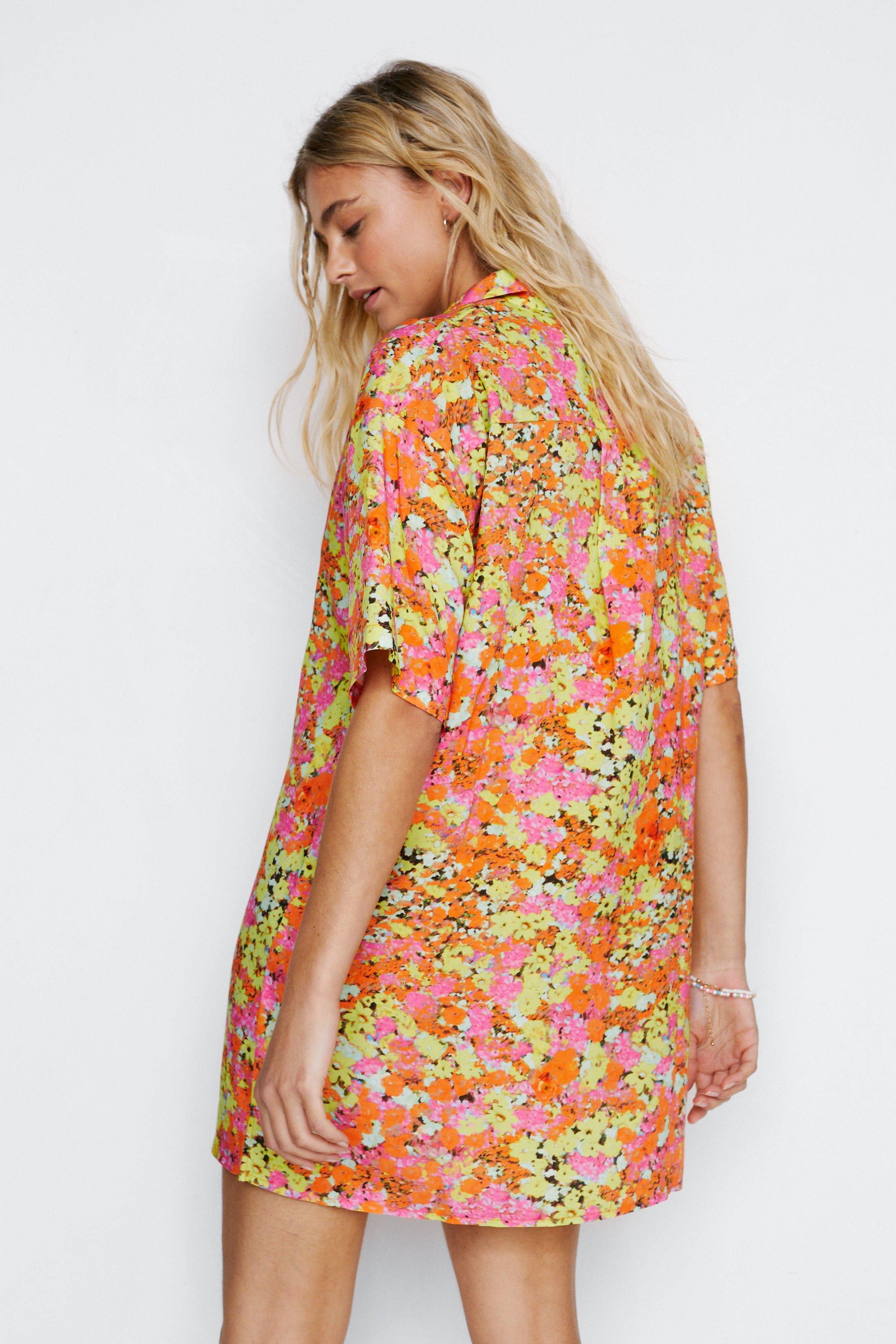 printed shirt dress trf