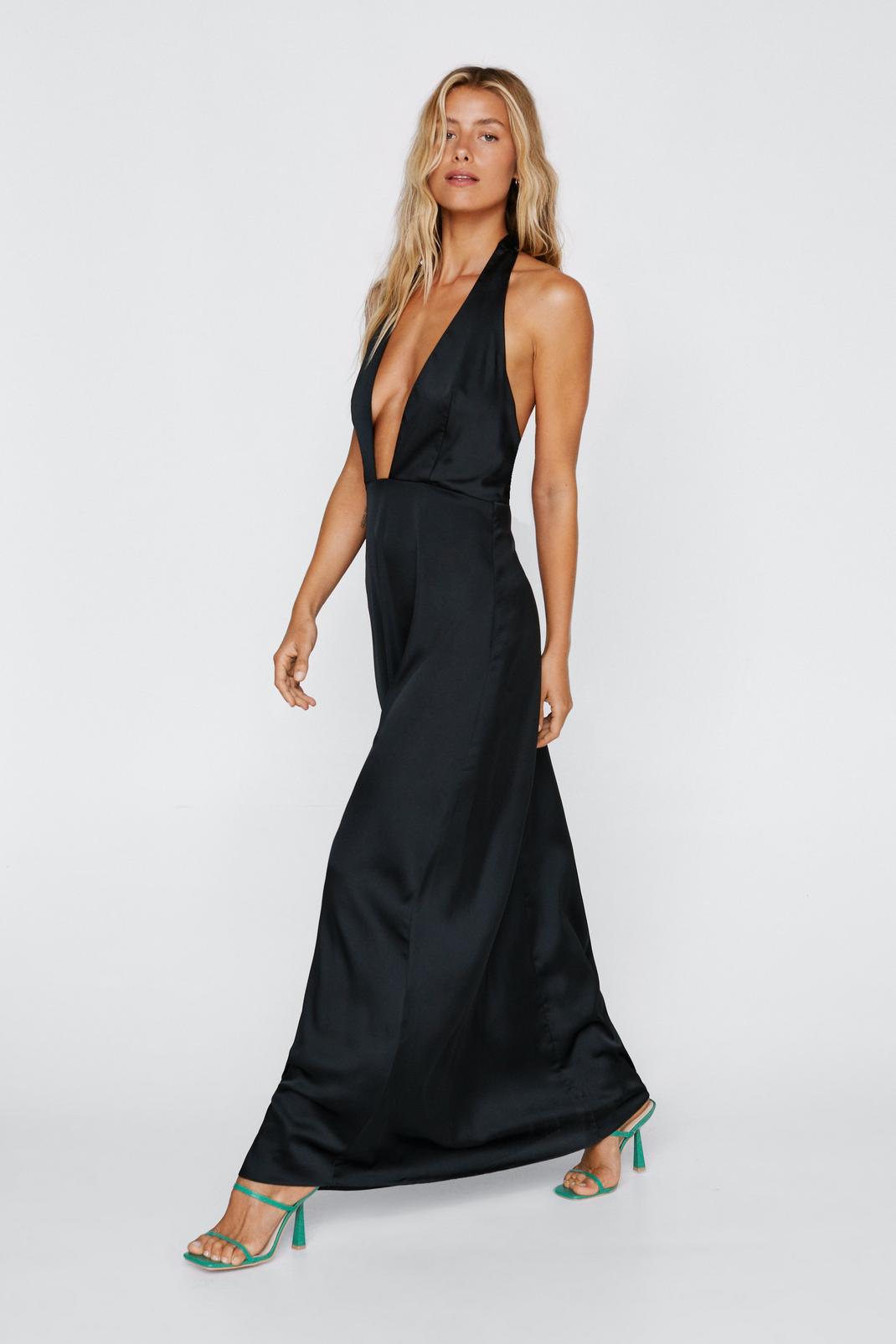 FITTED STRAPPY HALTER DRESS - Black