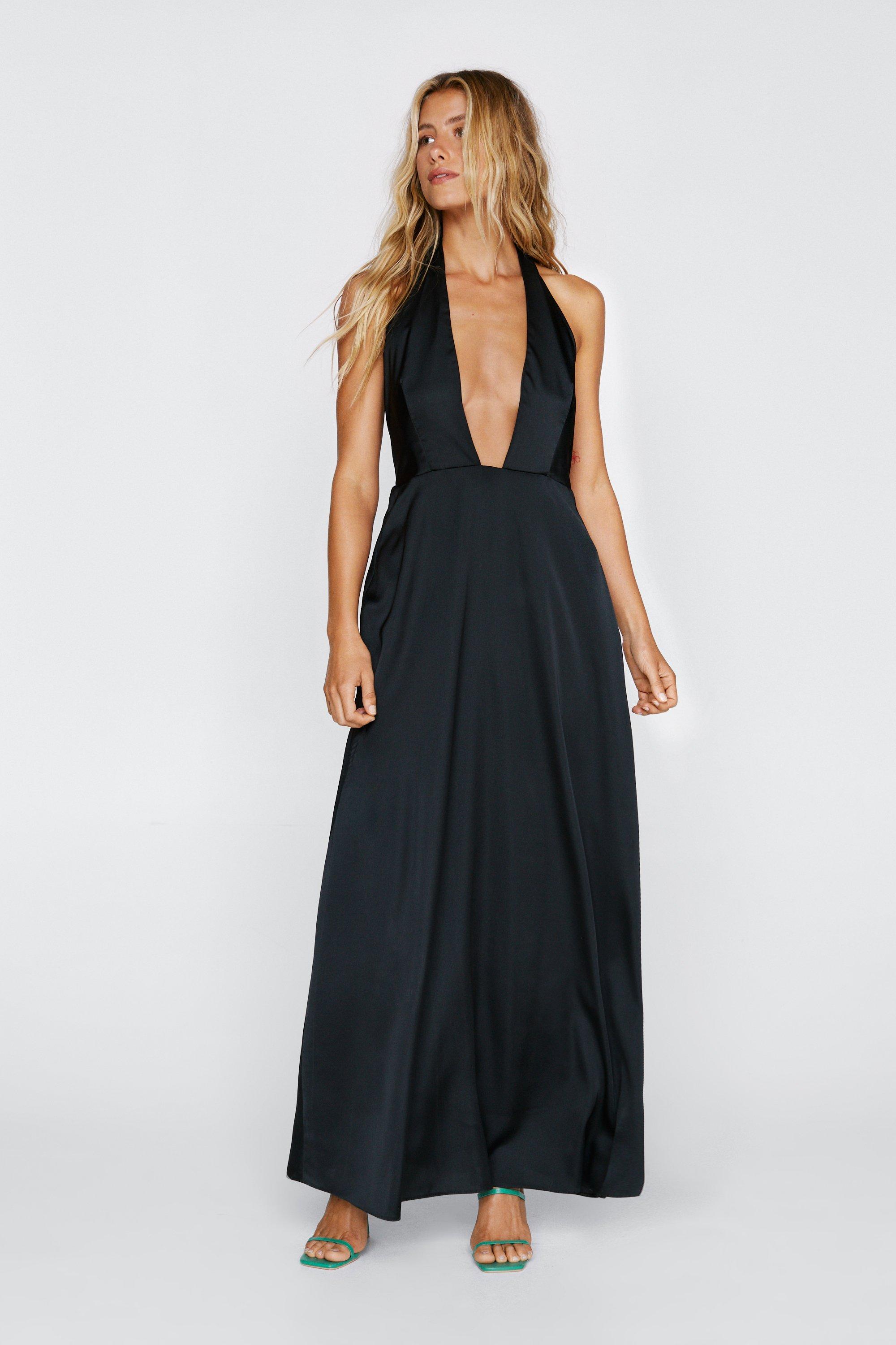 Plunging v neck outlet maxi dress