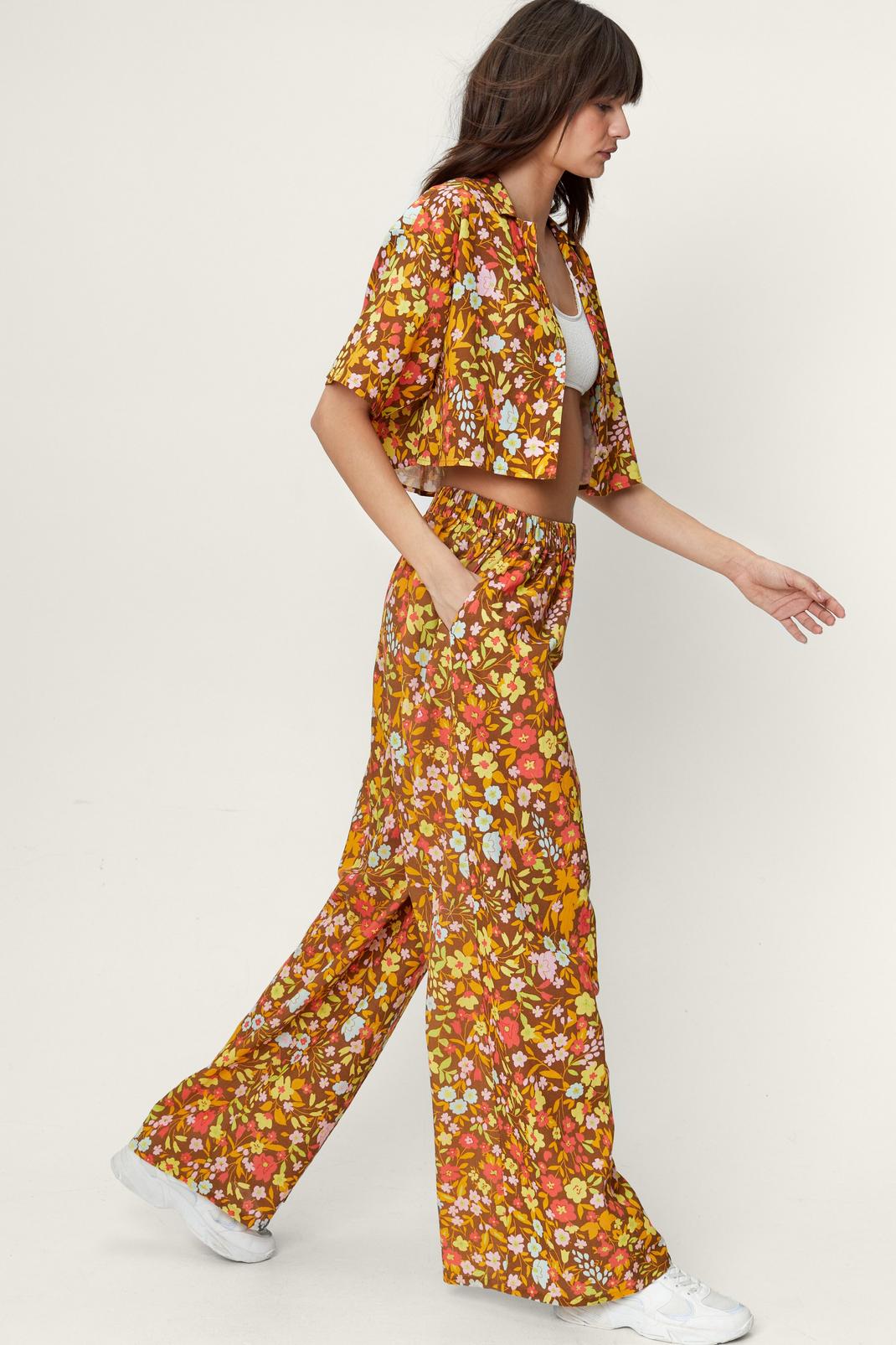 Chocolate Floral Extreme Wide Leg Pants image number 1