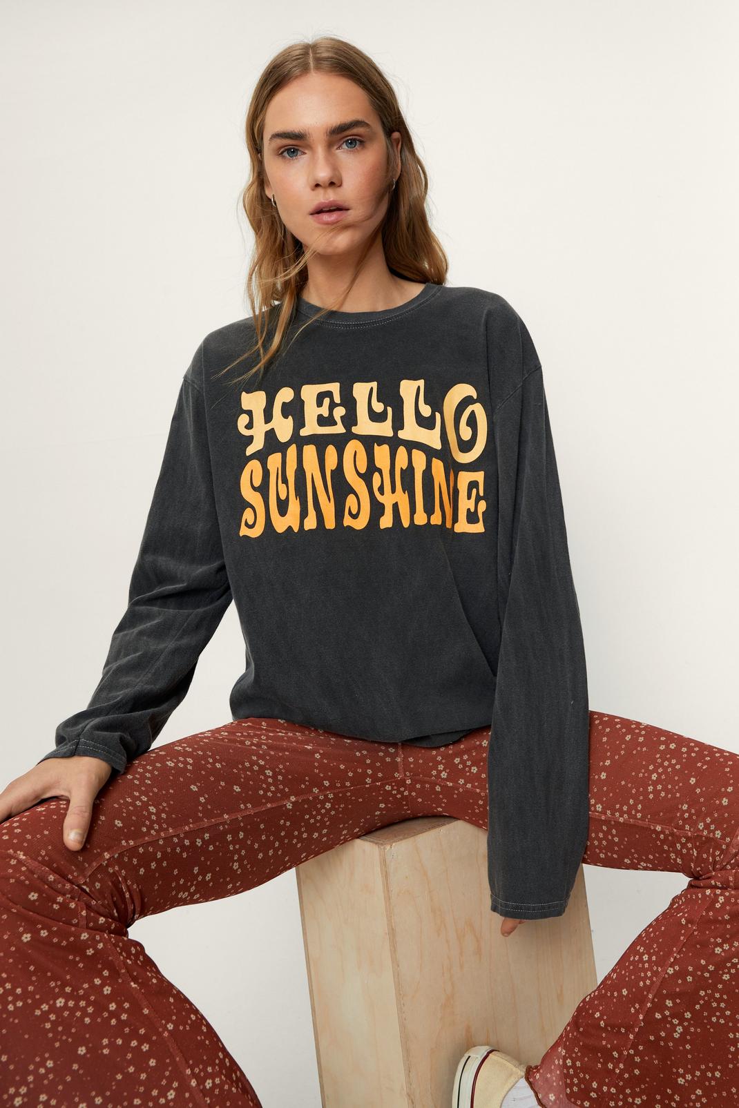 T-shirt oversize à manches longues et à imprimé Hello Sunshine image number 1