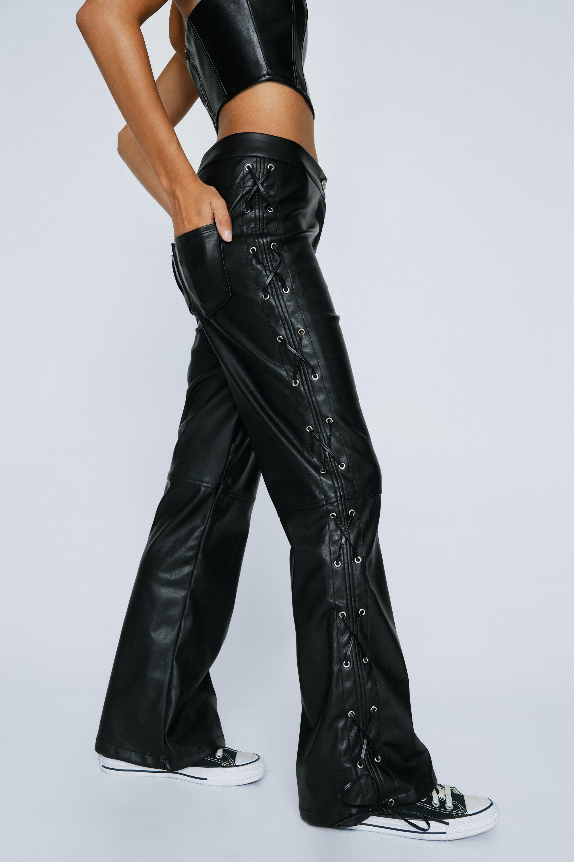 Flared hot sale leather pants