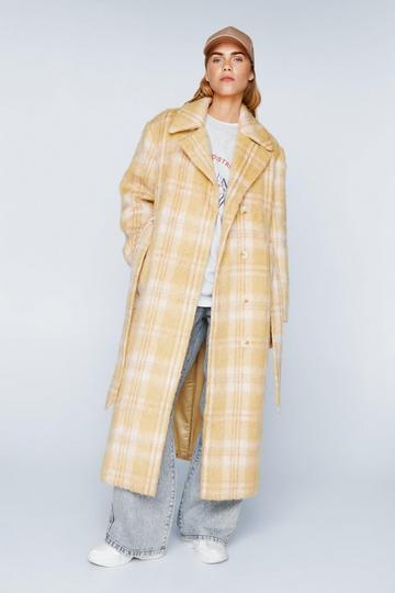 Plaid Wool Blend Robe Coat multi
