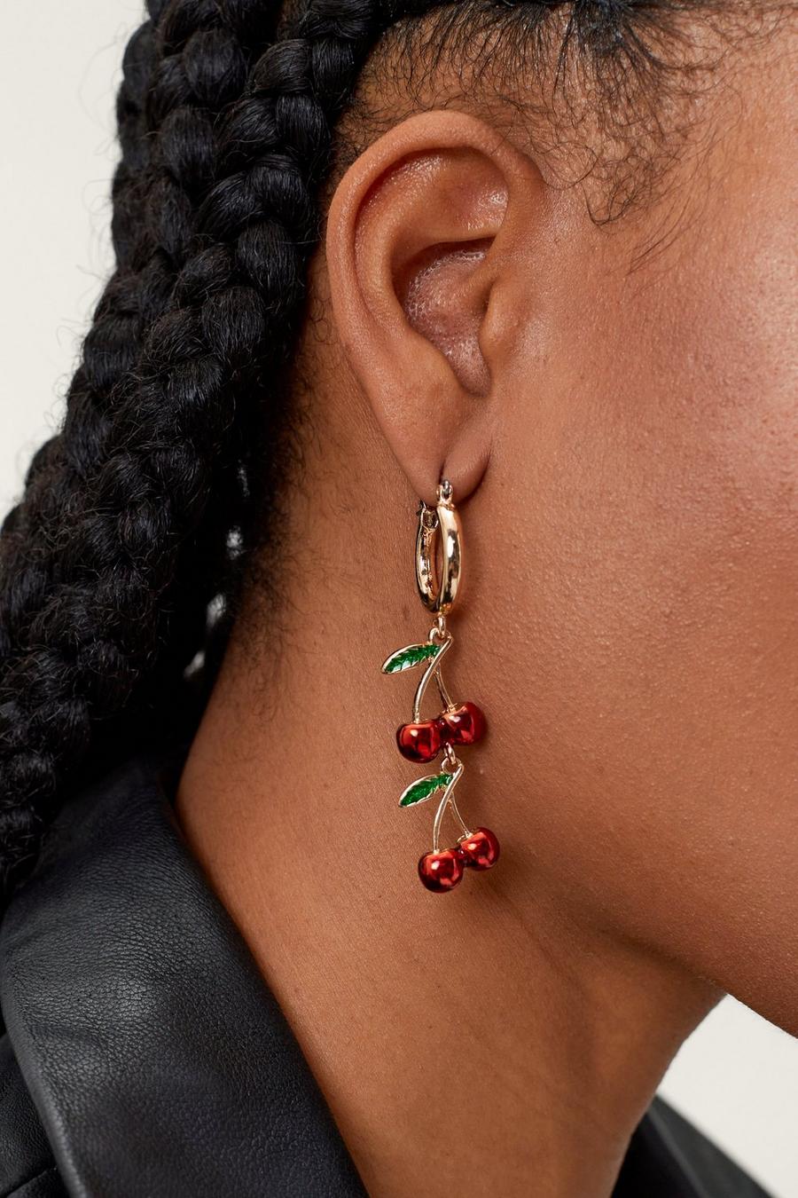 Recycled Cherry Hoop Earrings