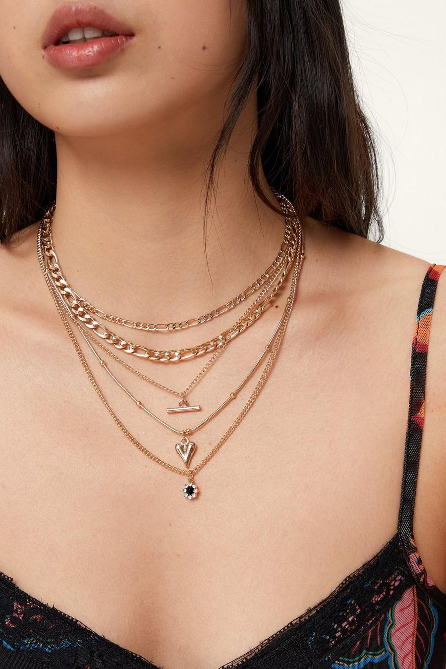Layered Chain Necklace Set 