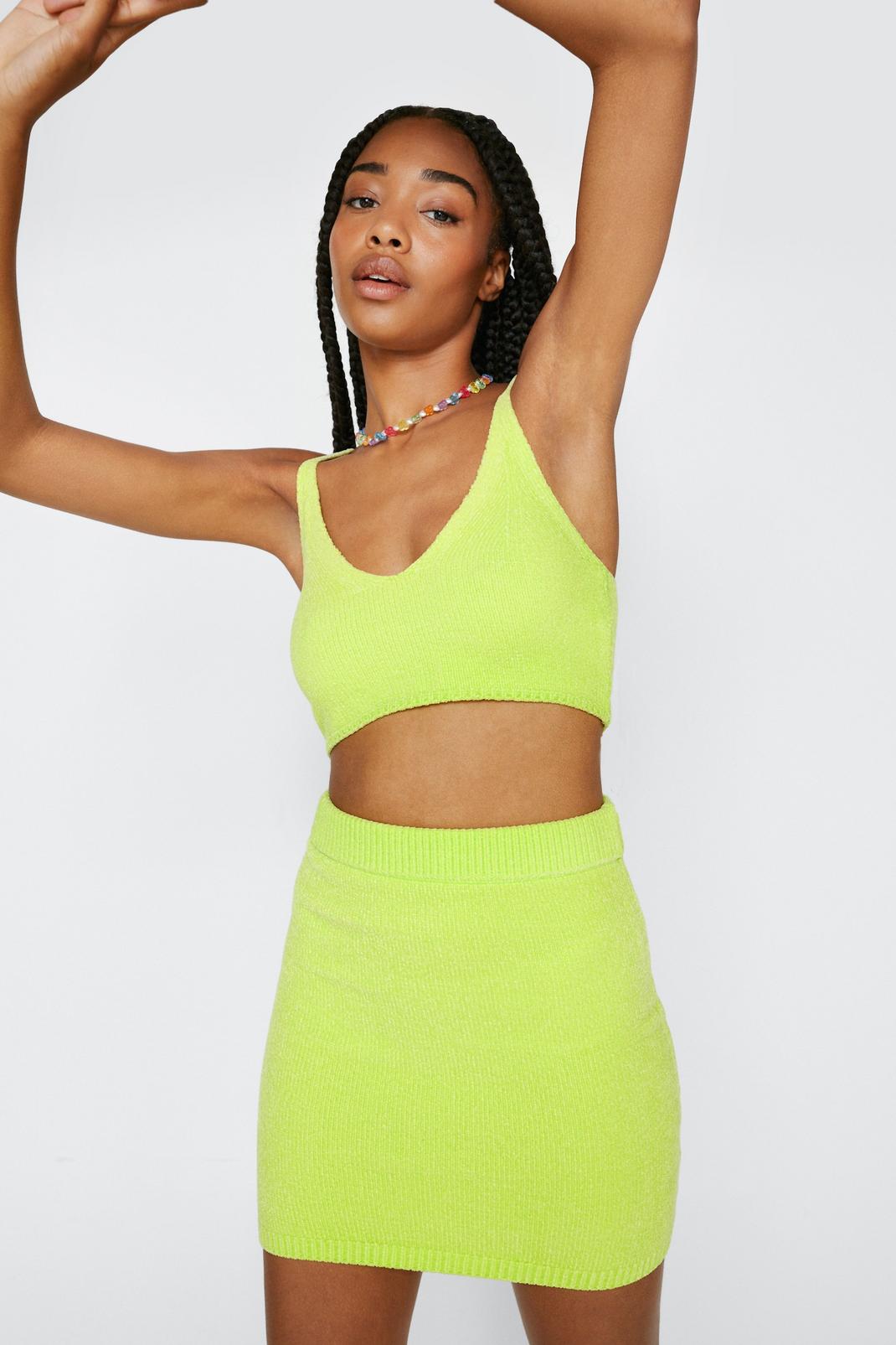Lime Knitted Chenille Bralet image number 1