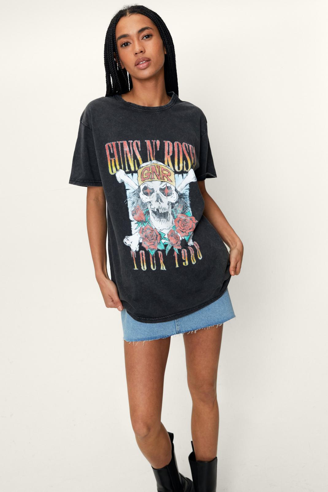 Charcoal Guns N Roses Tour Acid Wash T-Shirt  image number 1