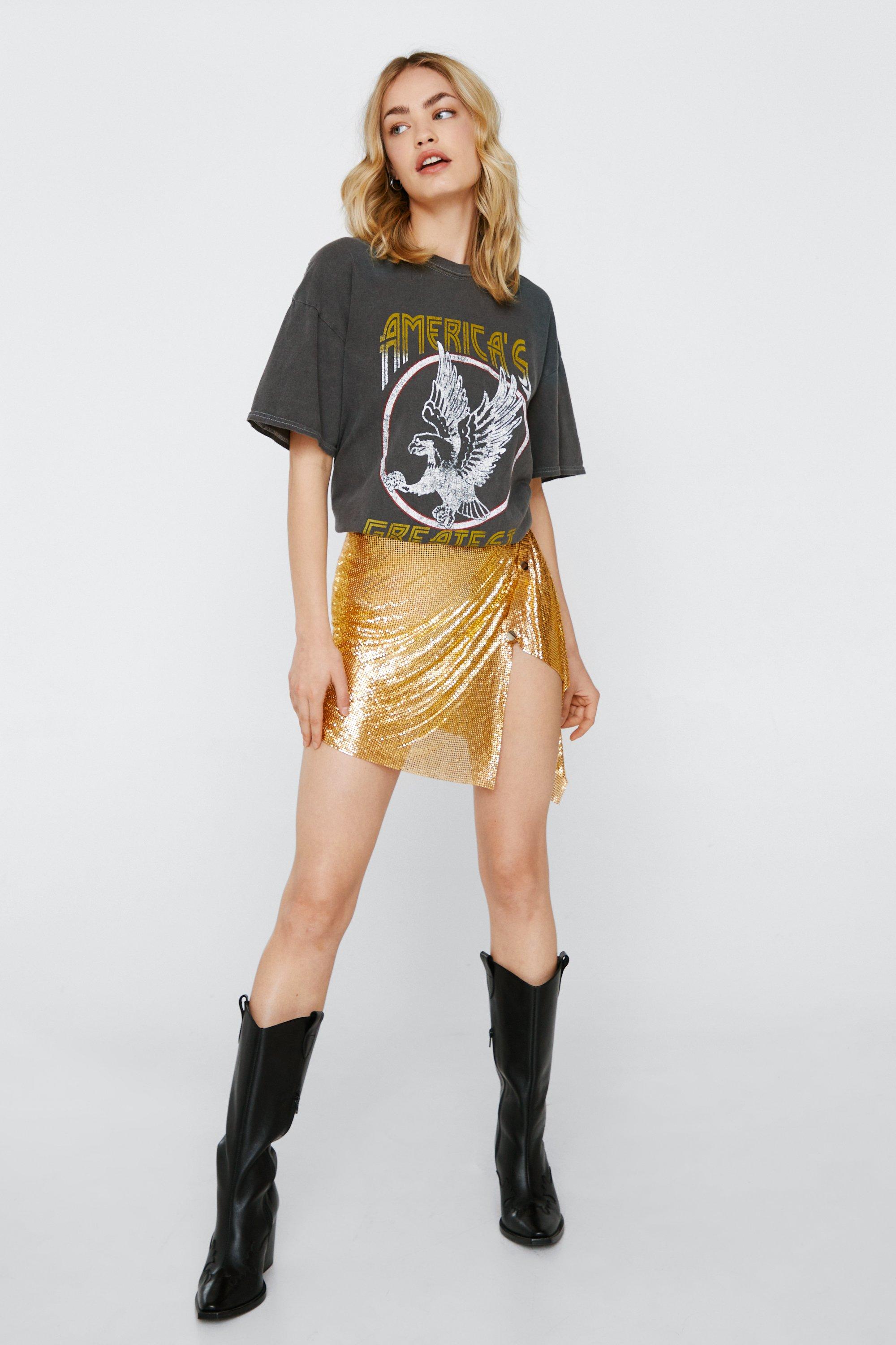 Chainmail Popper Split Mini Skirt | Nasty Gal