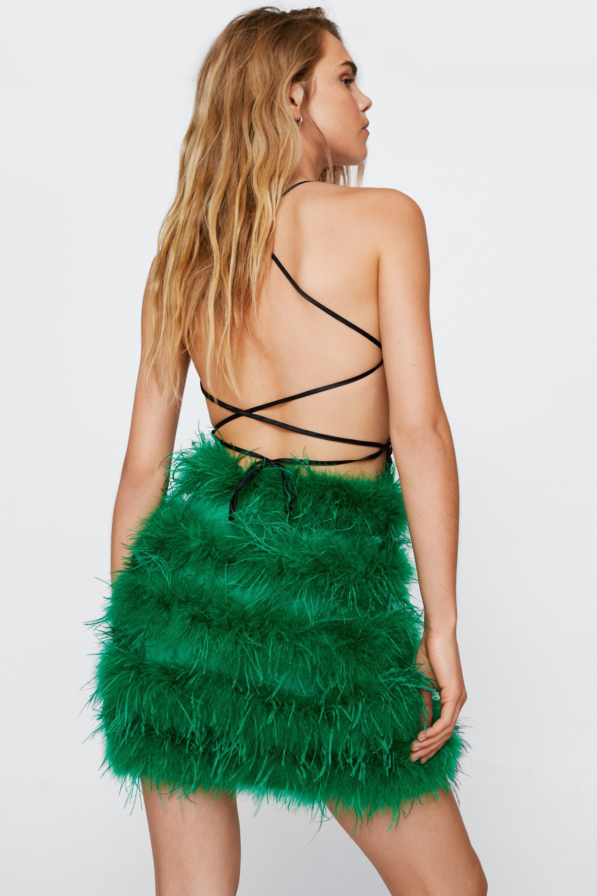 Feather shop green skirt