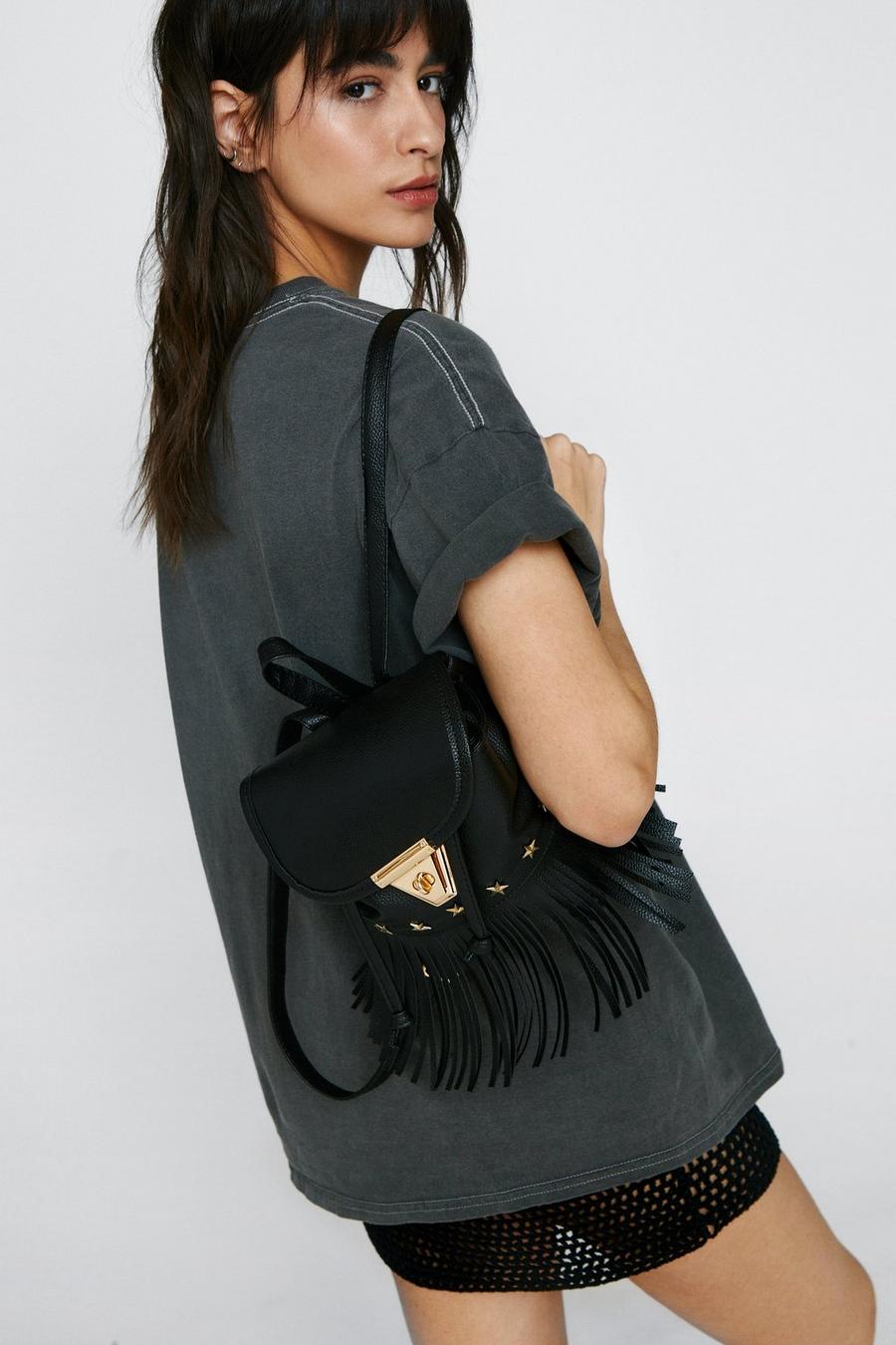 Tassel Detail Flap Top Backpack
