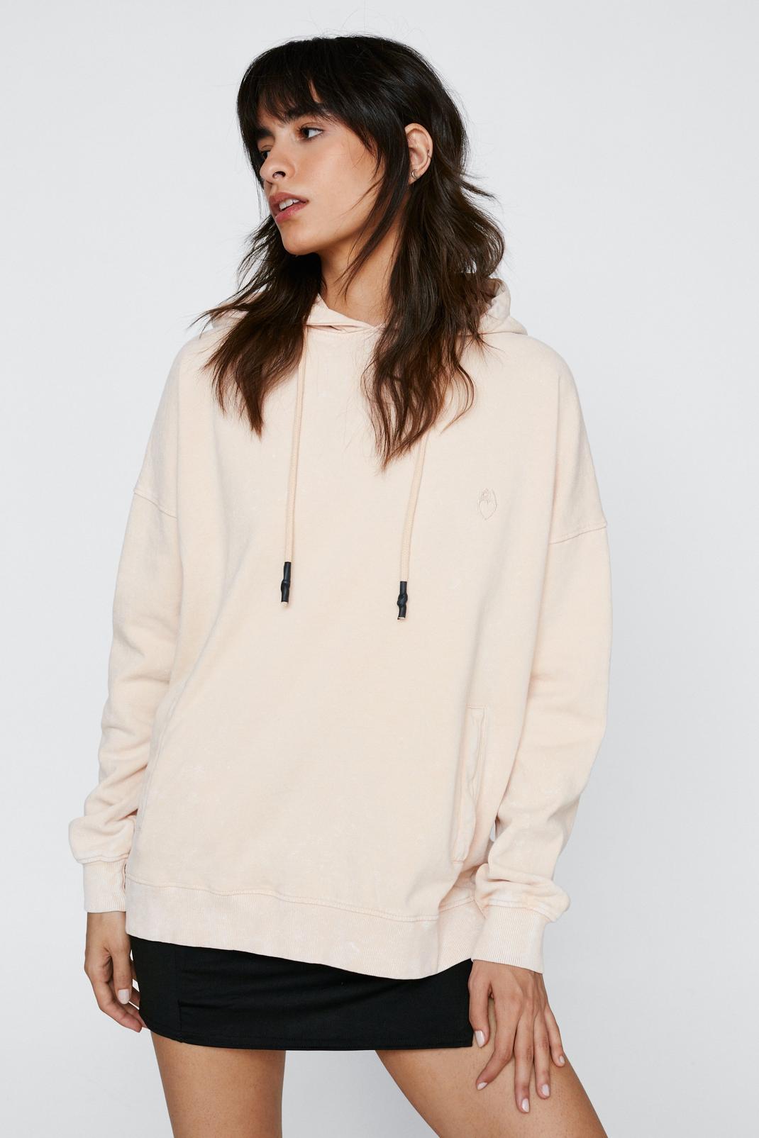 Sand Embroidered Nasty Gal Overdyed Hoodie image number 1