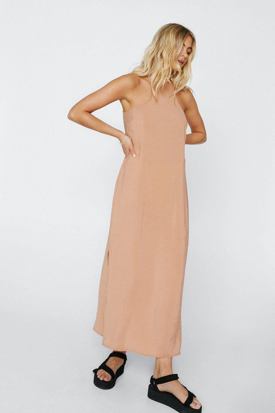 Camel Premium Racer Relaxed Maxi Dress image number 1