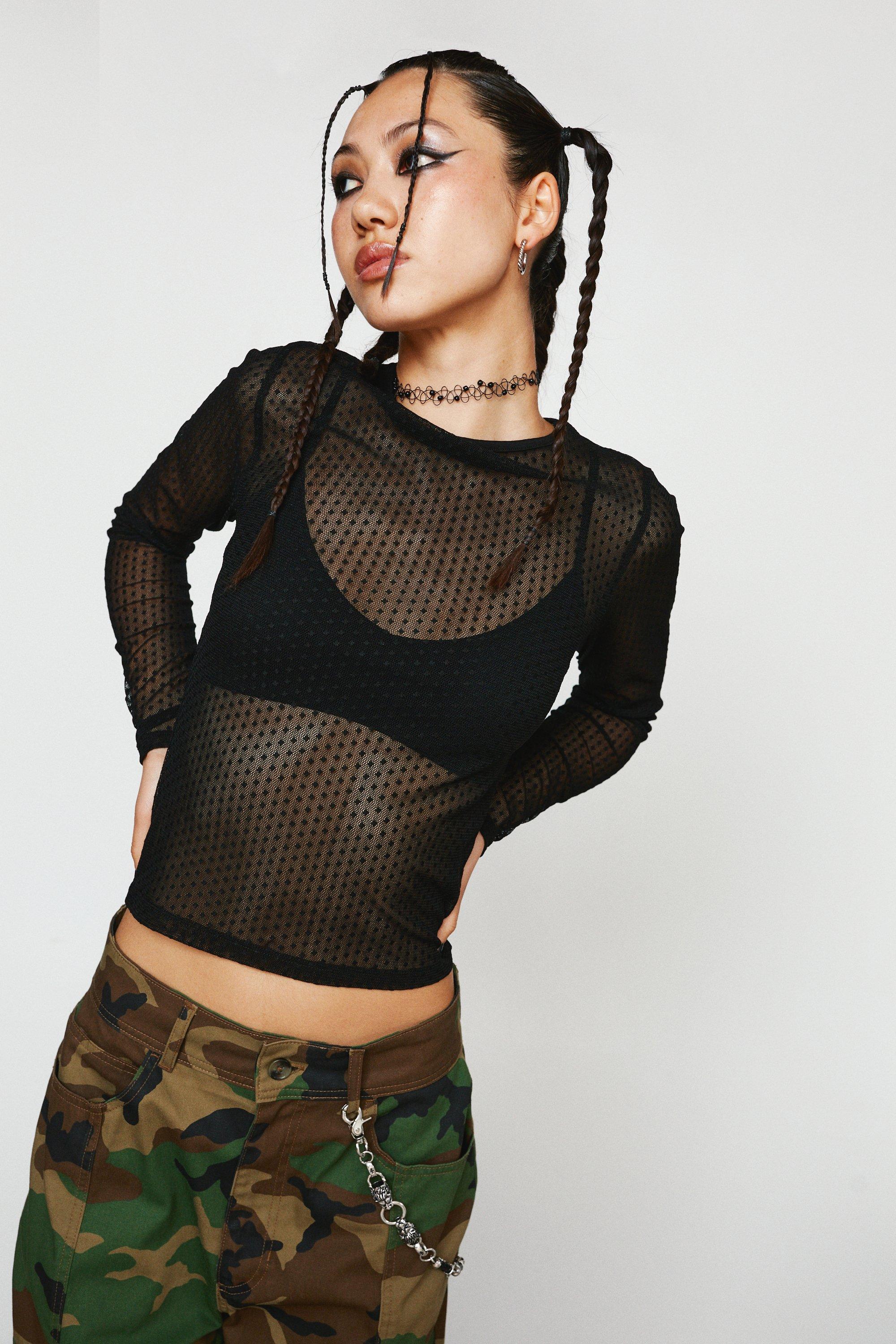 Spotty mesh top on sale