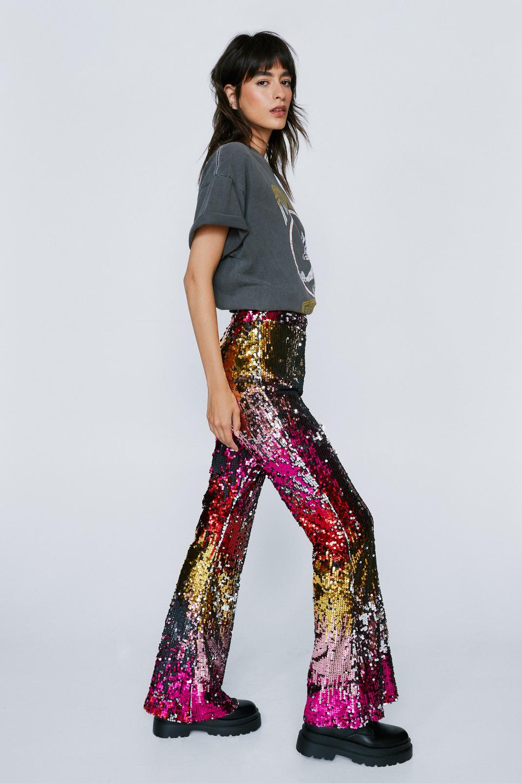 Ombre Sequin Kick Flare Pants image number 1