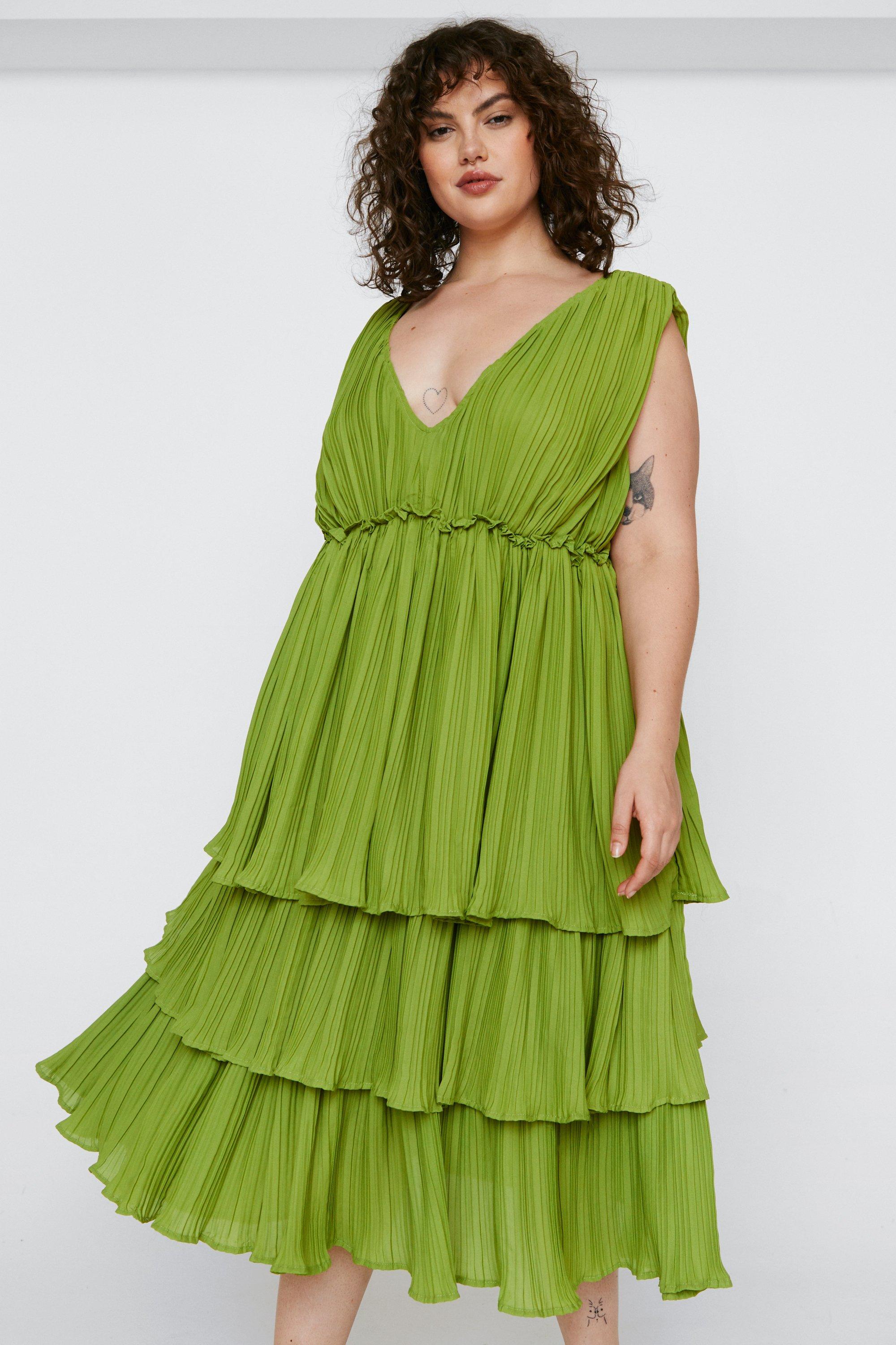 Plus size shop pleated midi dress