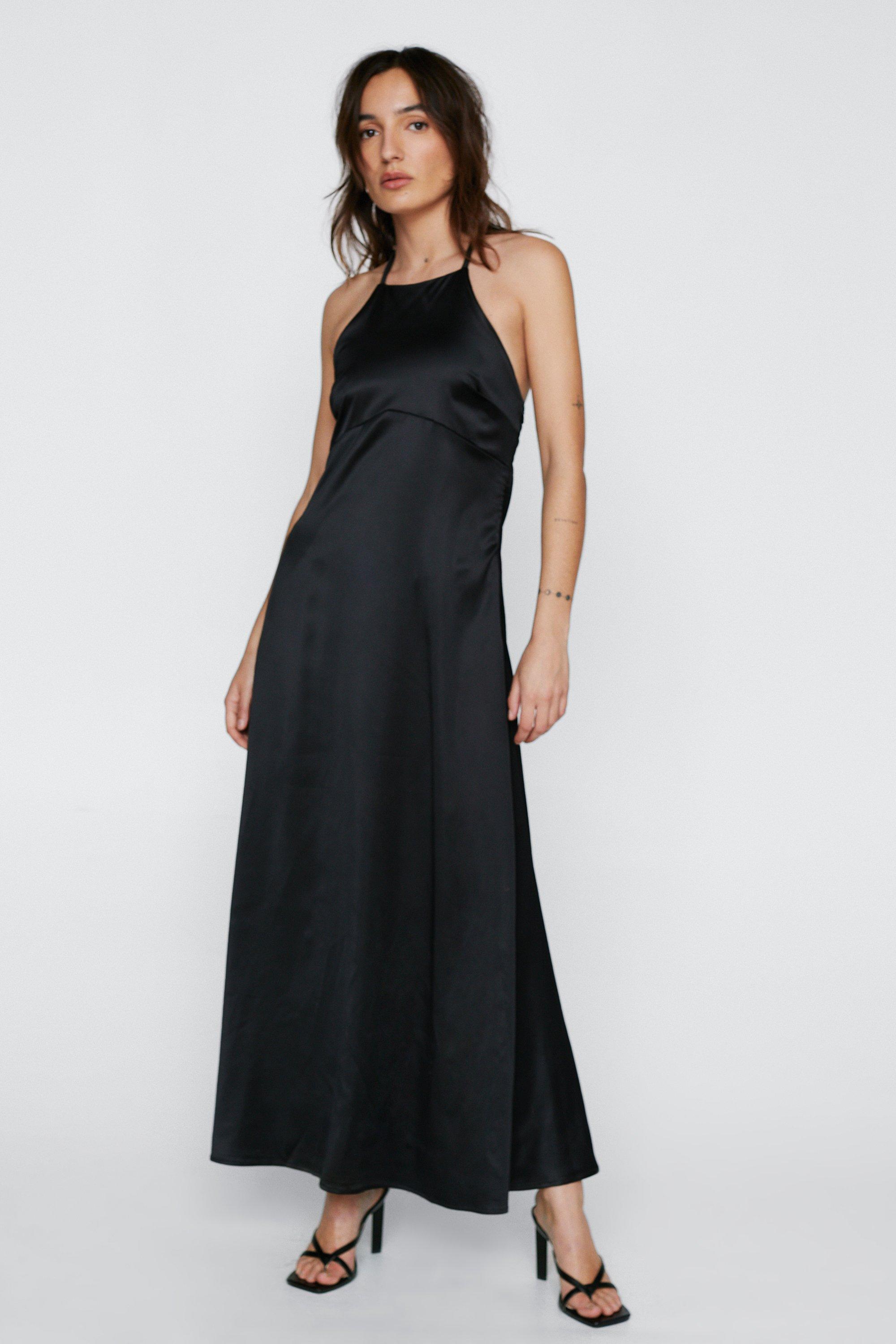 Petite satin shop maxi dress