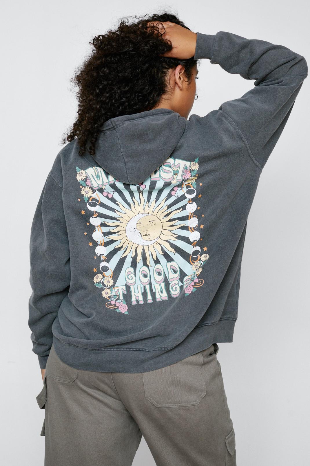 Plus Size Manifest Over Dye Graphic Hoodie image number 1