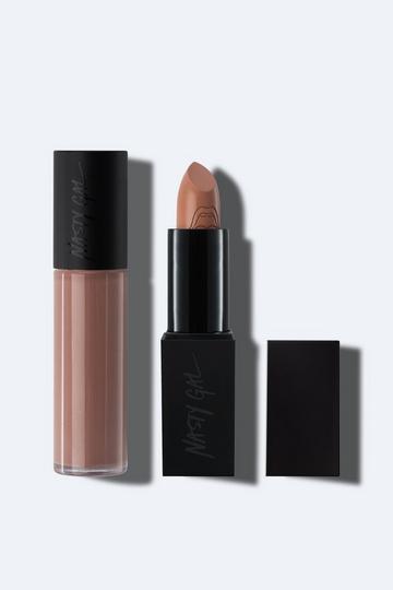 Nasty Gal Beauty Luxe Lipstick and Lipgloss 2 Pc Set nude pink