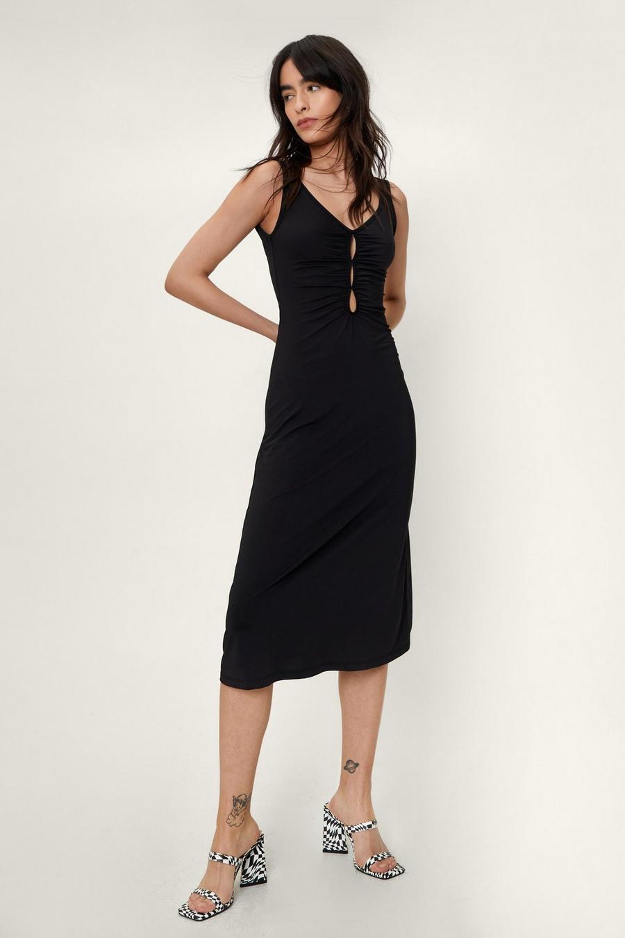 Slinky Cut Out Front Midi Dress