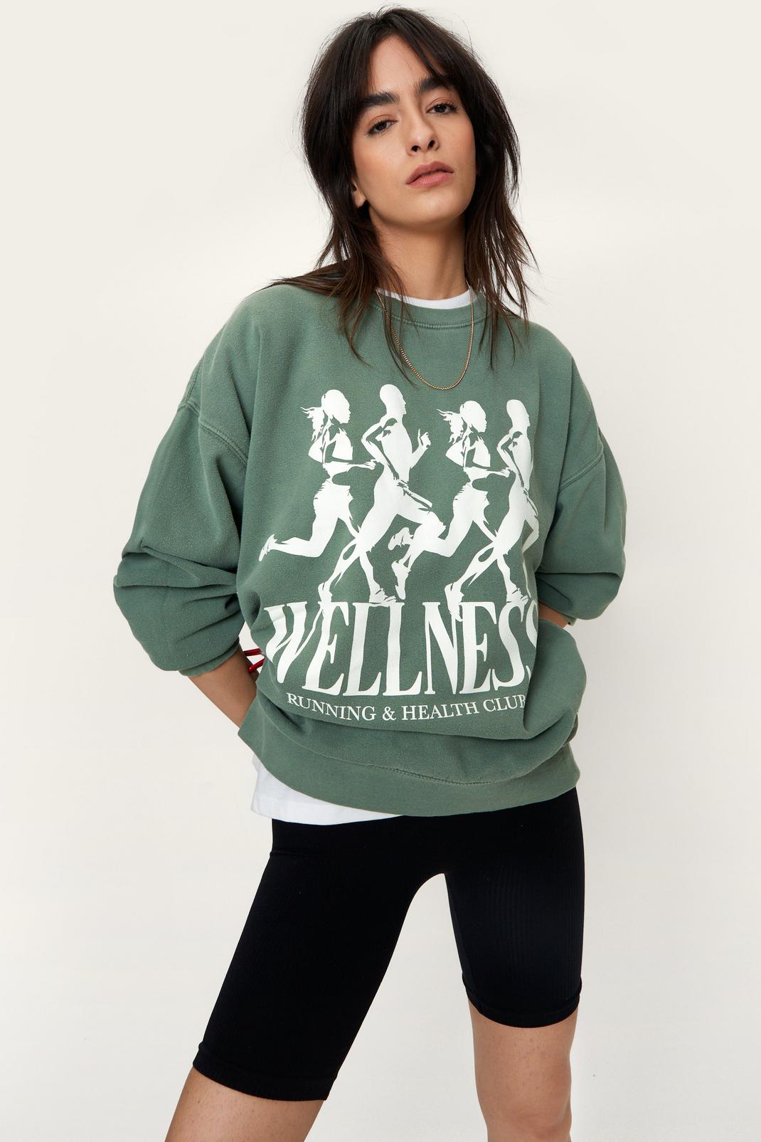 Sage Wellness Overdyed Oversized Graphic Sweatshirt image number 1