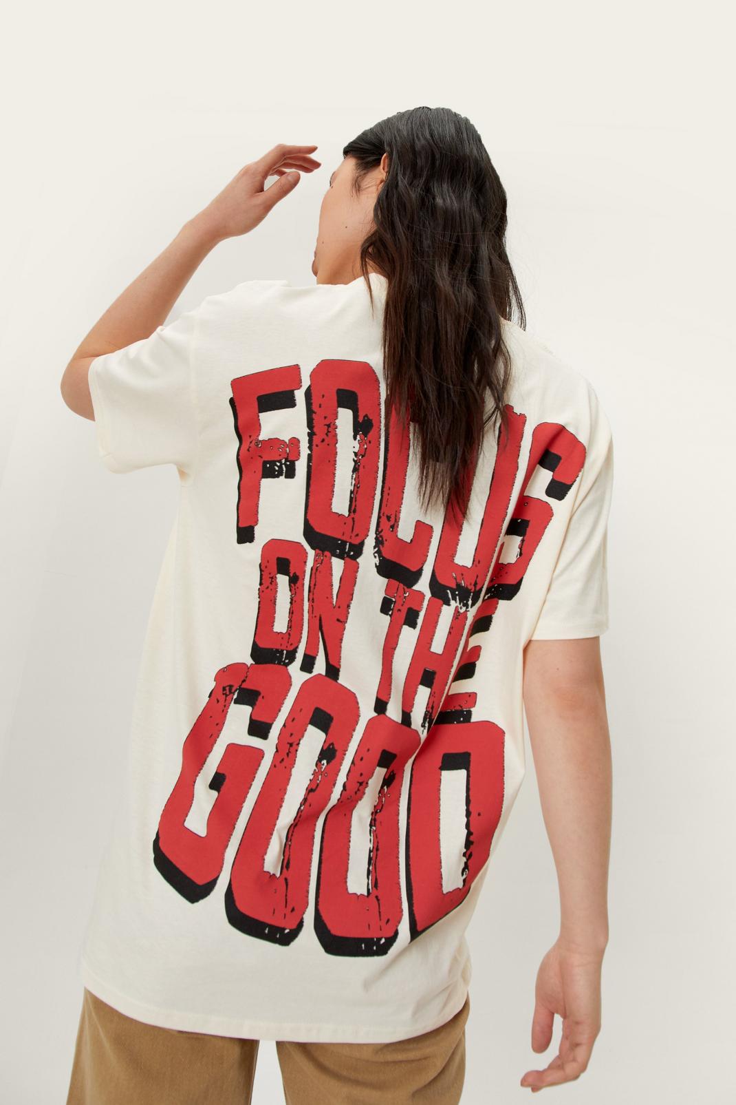 T-shirt à imprimé Focus On The Good , Ecru image number 1