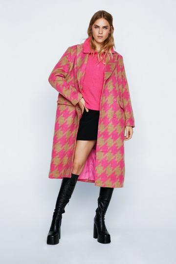Premium Oversized Houndstooth Double Breasted Coat multi