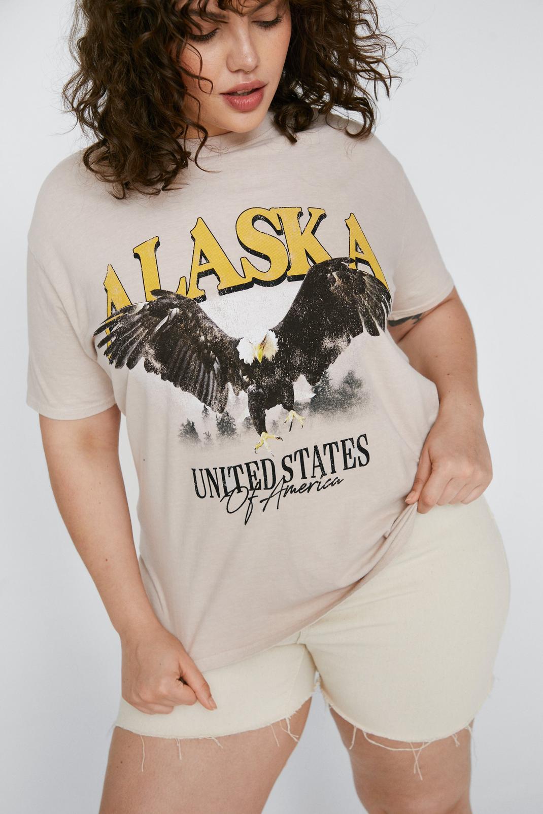 Grande taille - T-shirt à manches courtes à imprimé Alaska, Stone image number 1