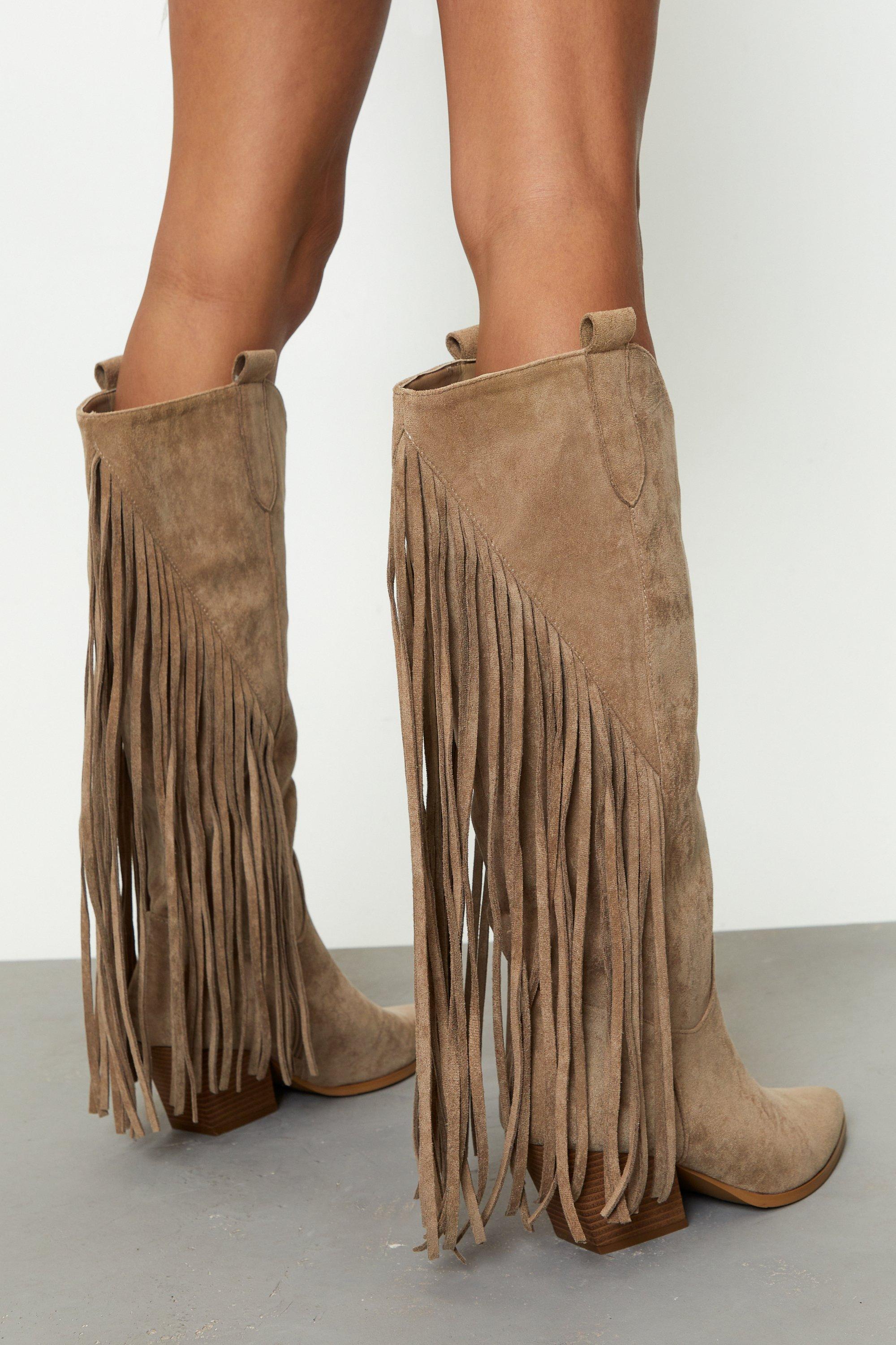 Knee high shop tassel boots