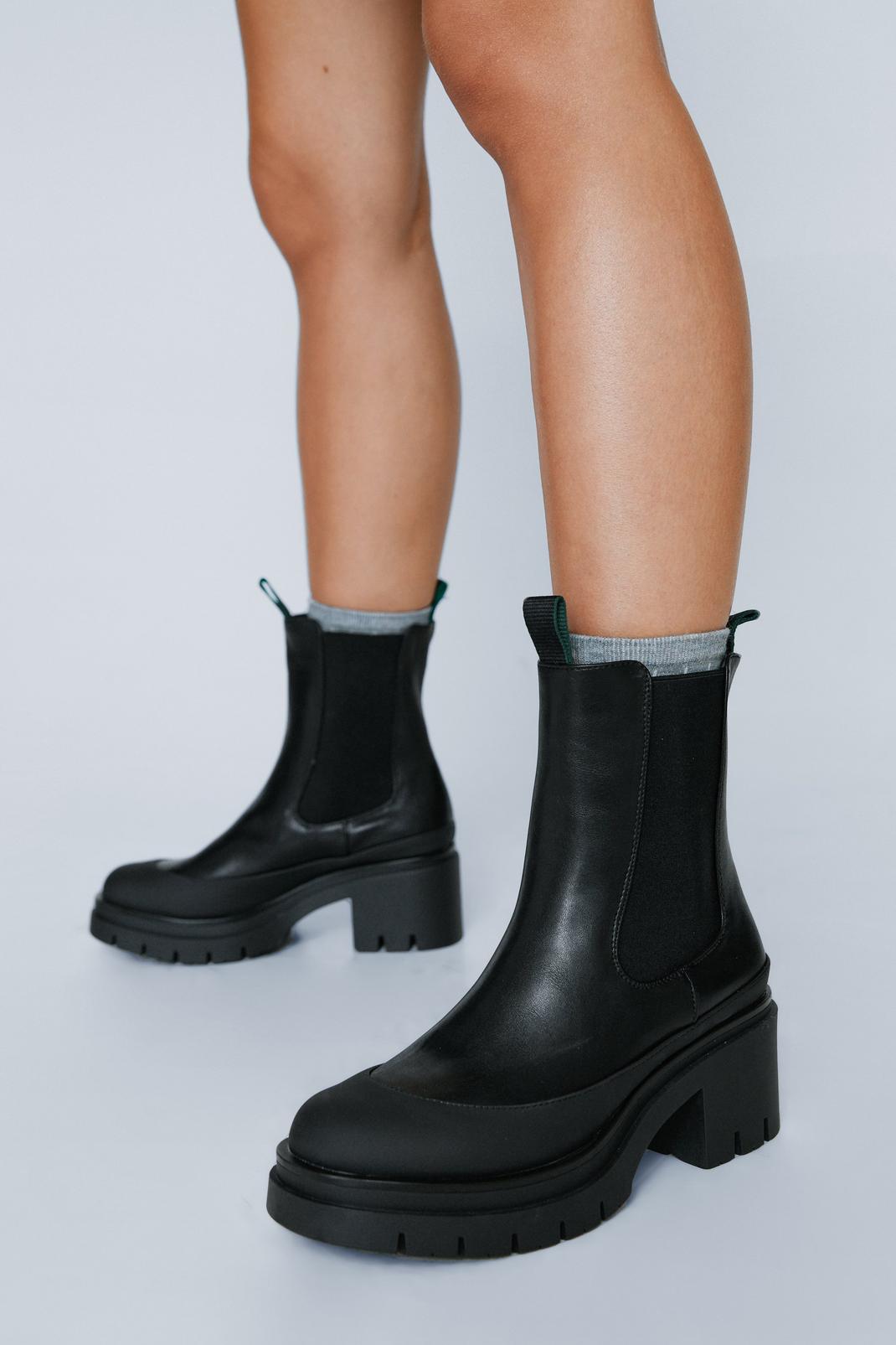 Black Heeled Chunky Chelsea Boots image number 1