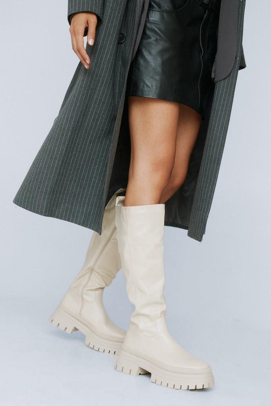Faux Leather Knee High Boots  