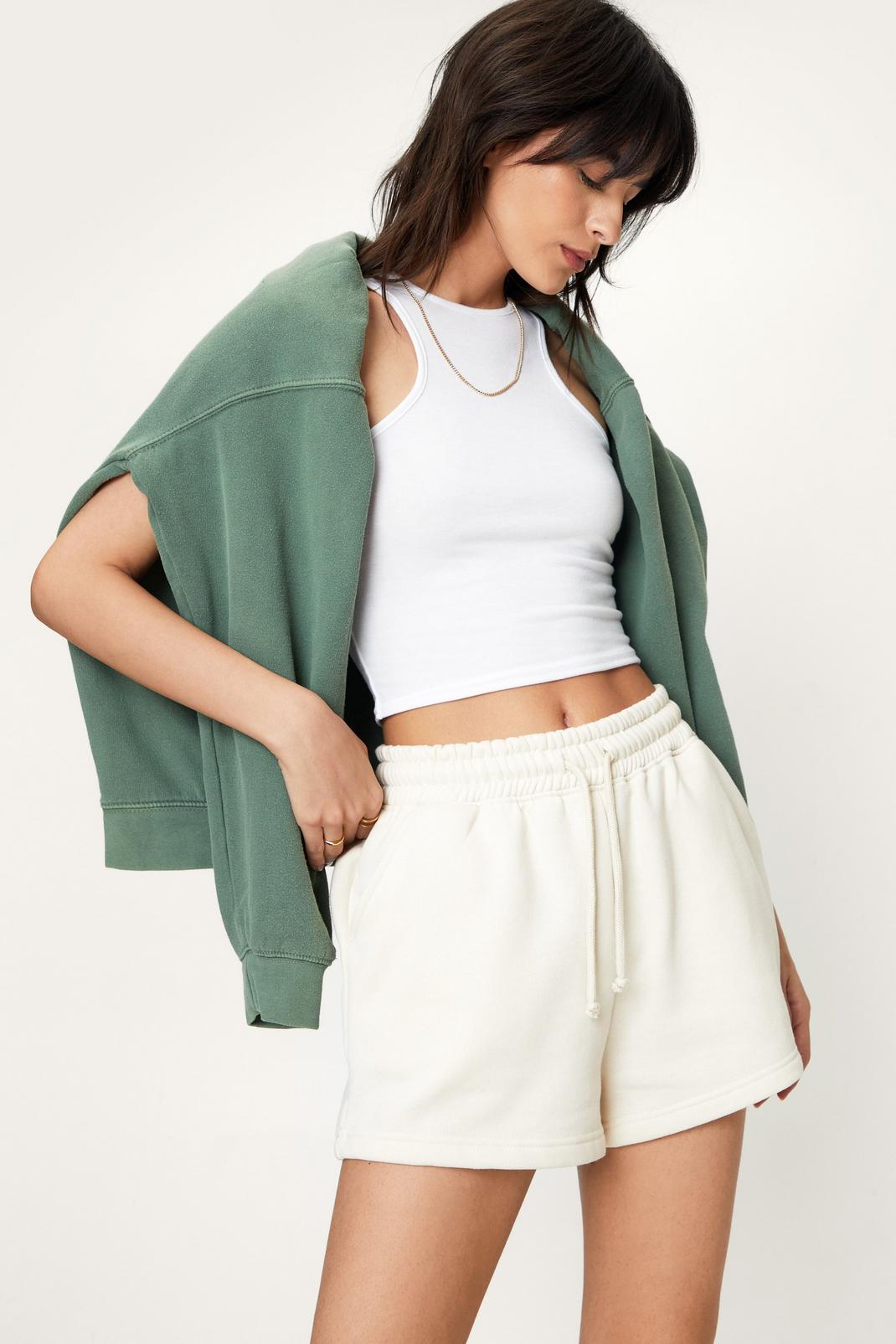 124 High Waisted Loose Fit Sweatshirt Shorts image number 1
