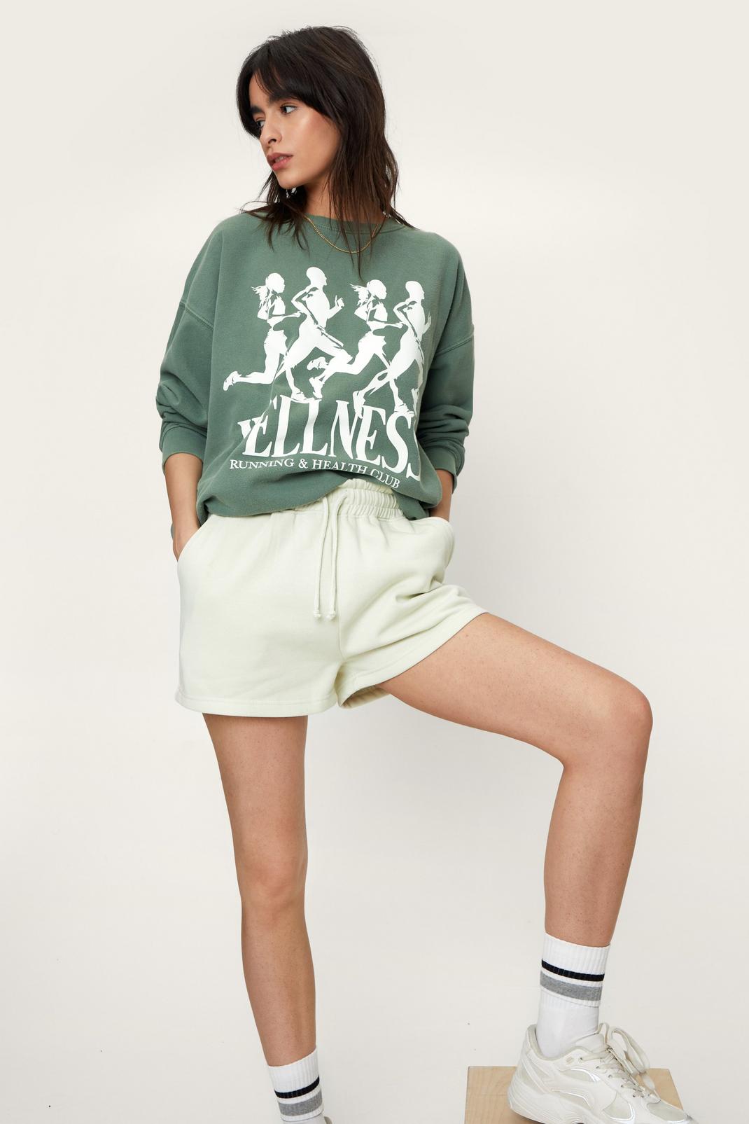 130 High Waisted Loose Fit Sweatshirt Shorts image number 2