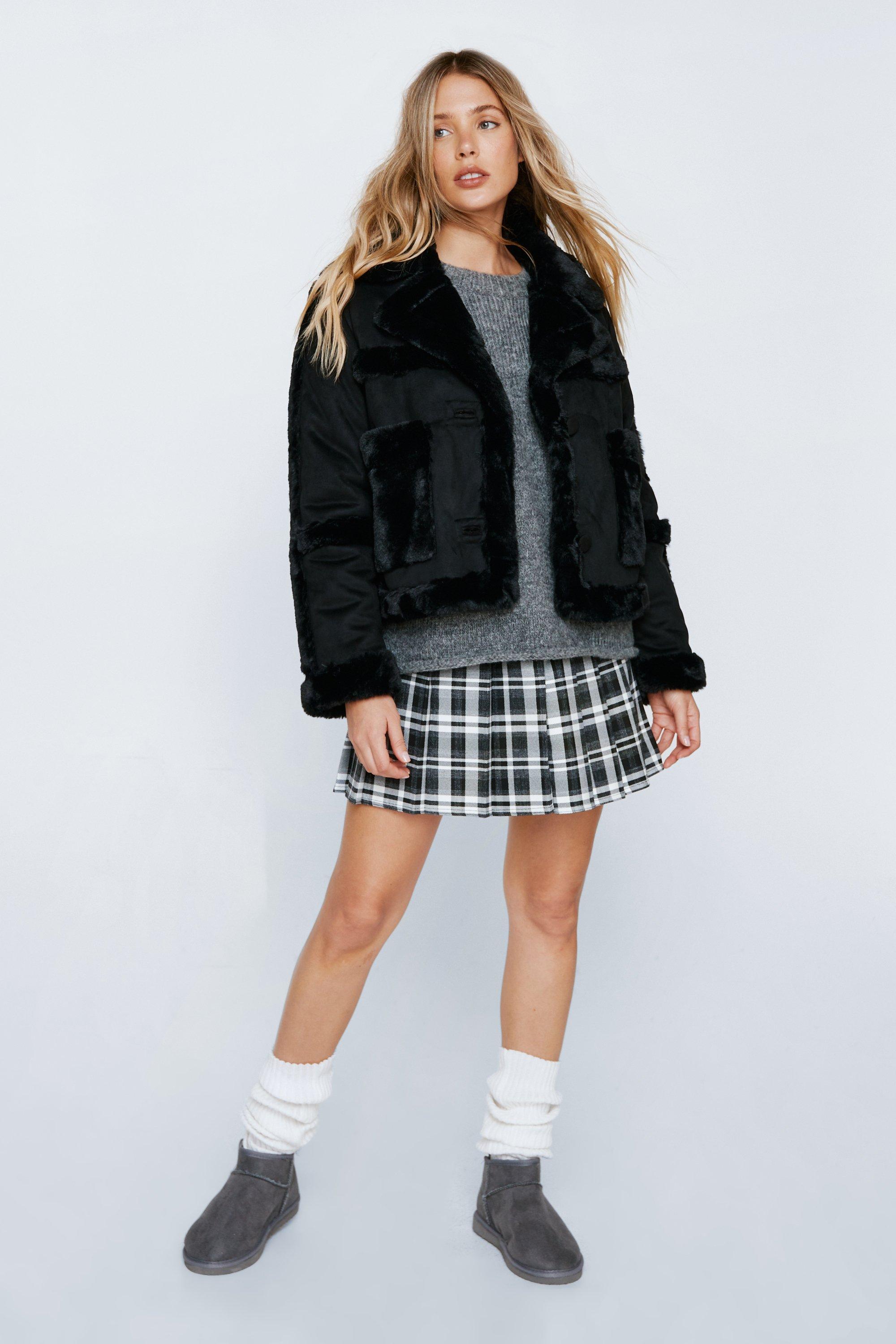 fur lined cropped jacket