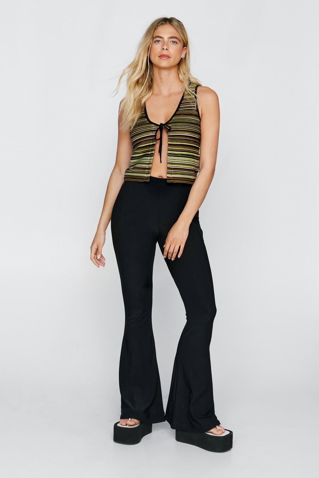 High Waisted Stretch Flared Pants, 105 image number 2