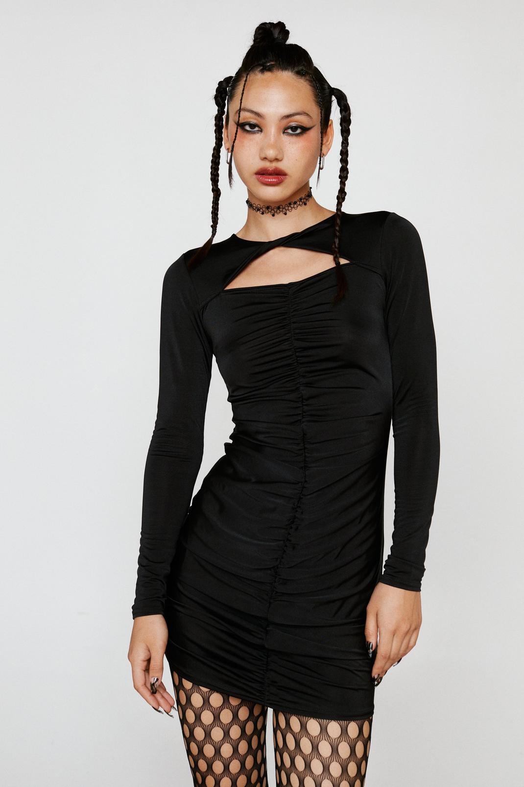 Twist Front Ruched Mini Dress image number 1