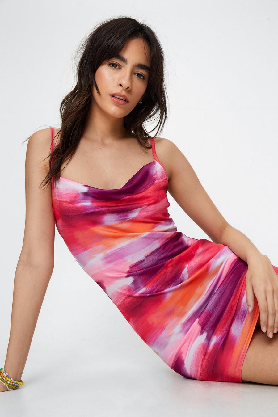 Recycled Abstract Print Cami Mini Dress