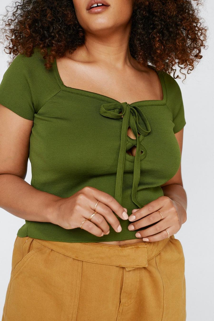 Plus Size Knitted Cap Sleeve Top