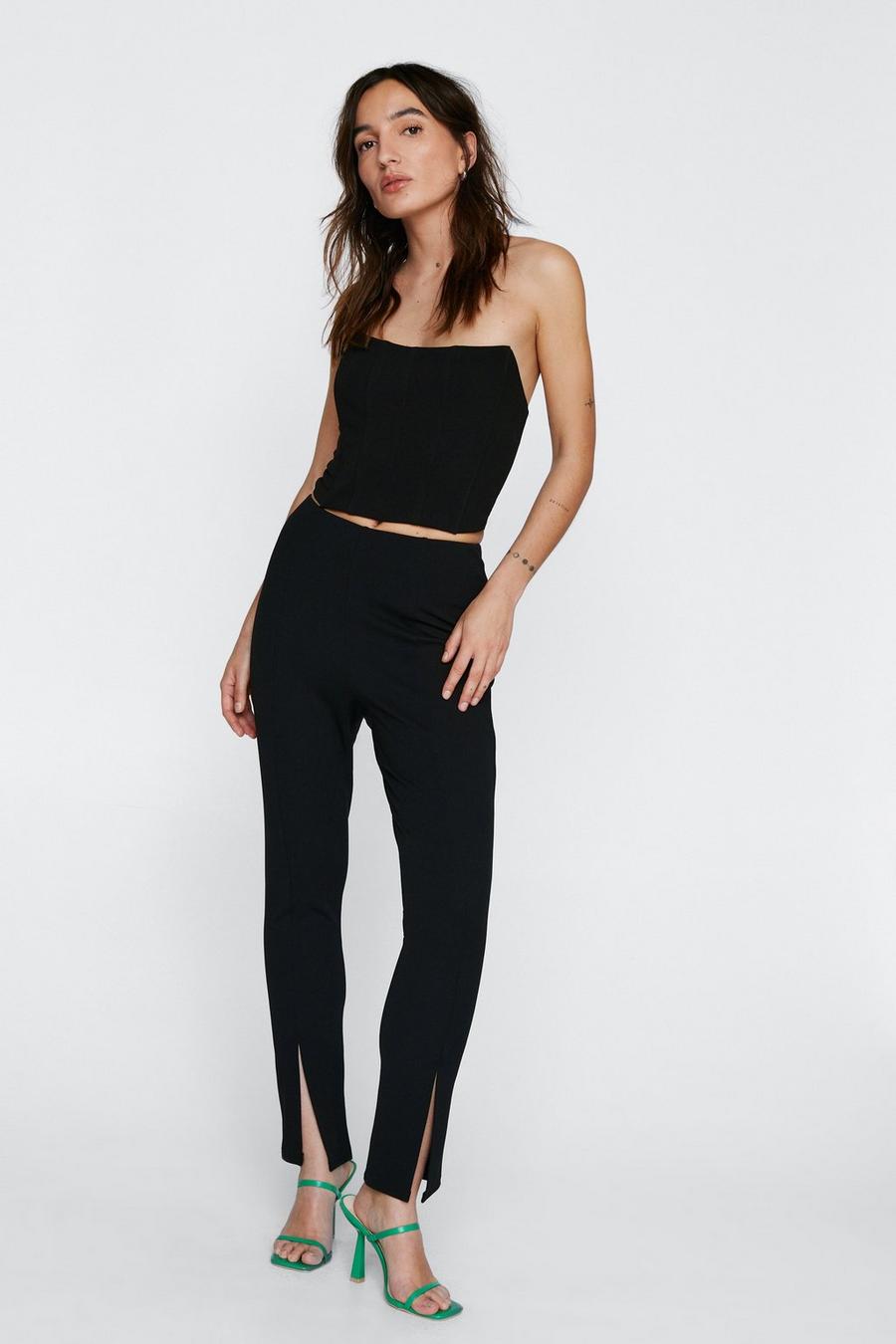 Petite Crepe Slim Fit Trousers With Splits