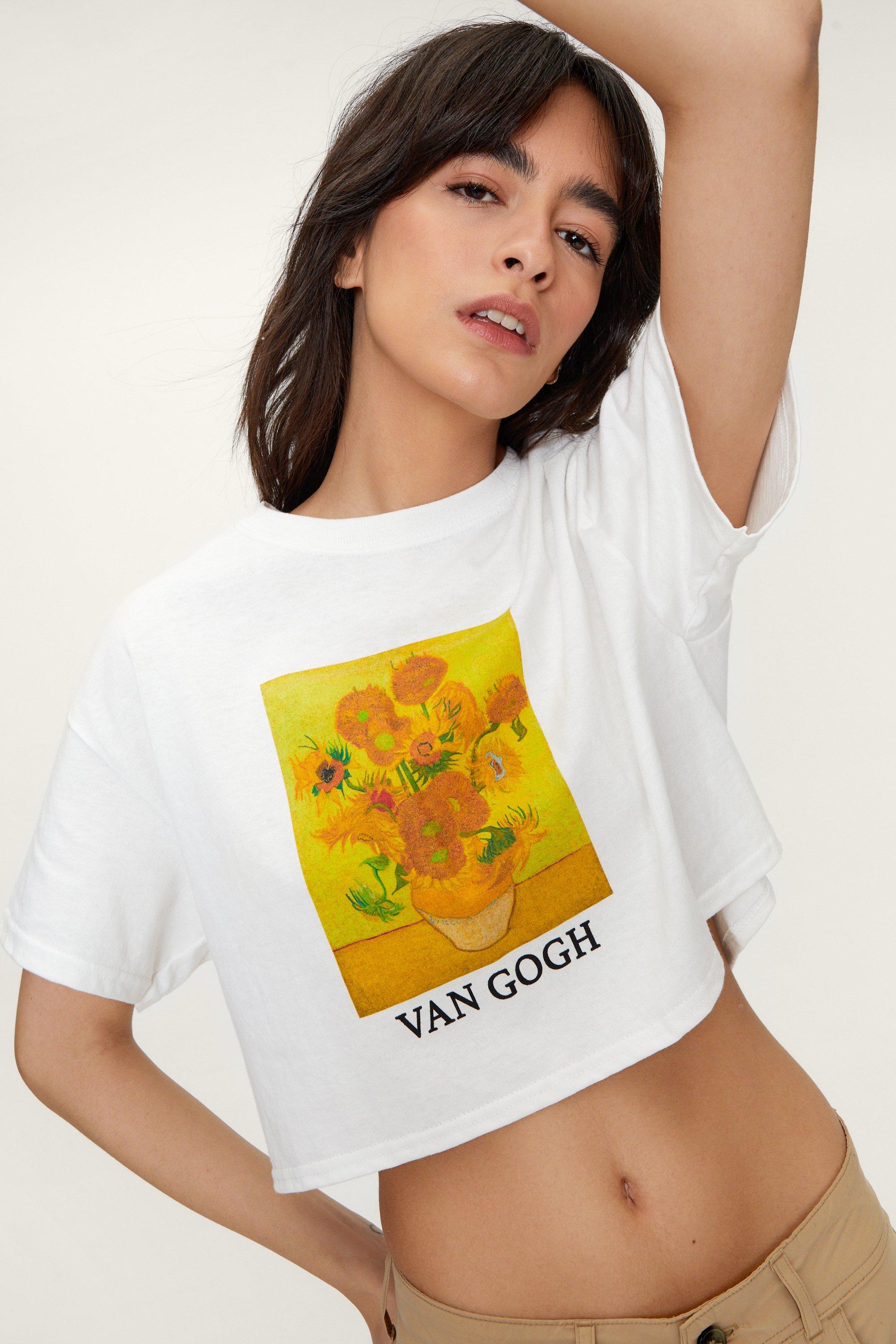 Van Gogh Sunflower Crop Graphic T Shirt