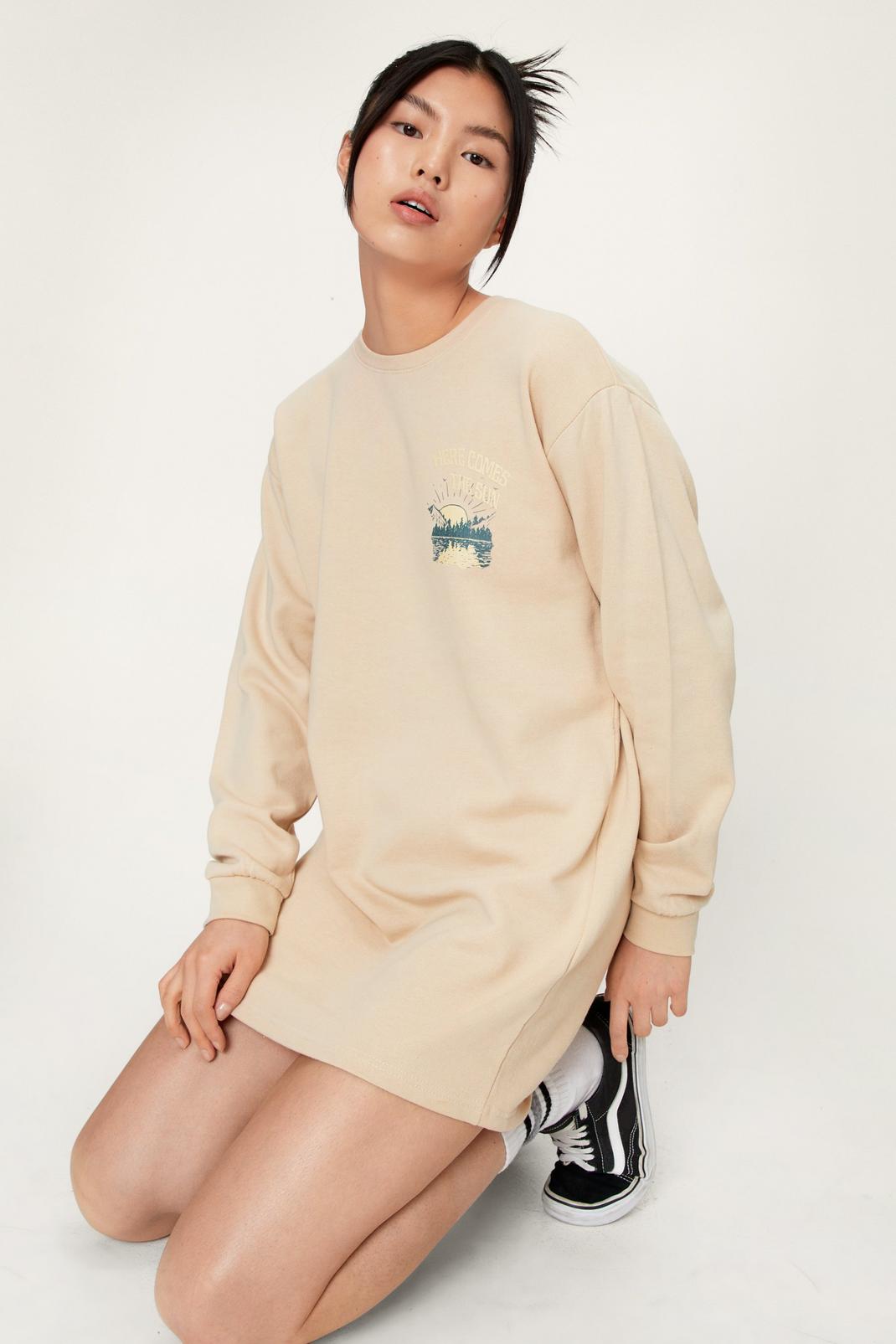Sand Sunshine Chest And Back Graphic Sweat Dress image number 1