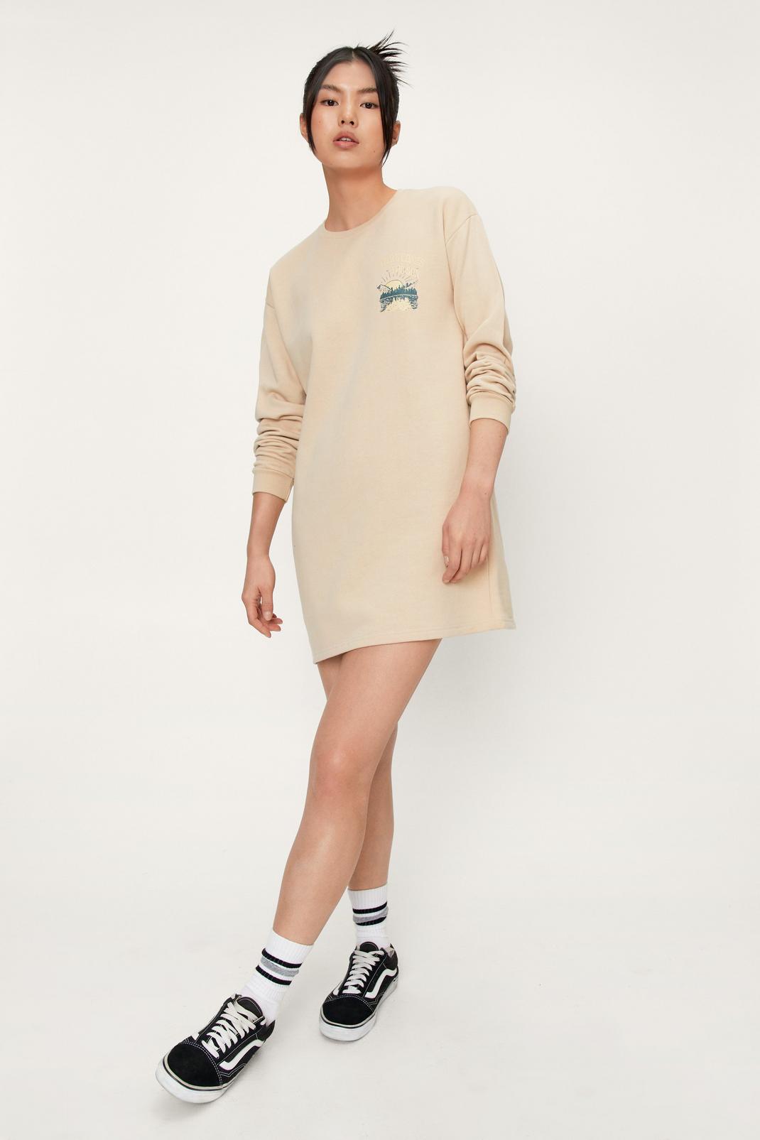 Sunshine Chest And Back Graphic Sweat Dress, 161 image number 2